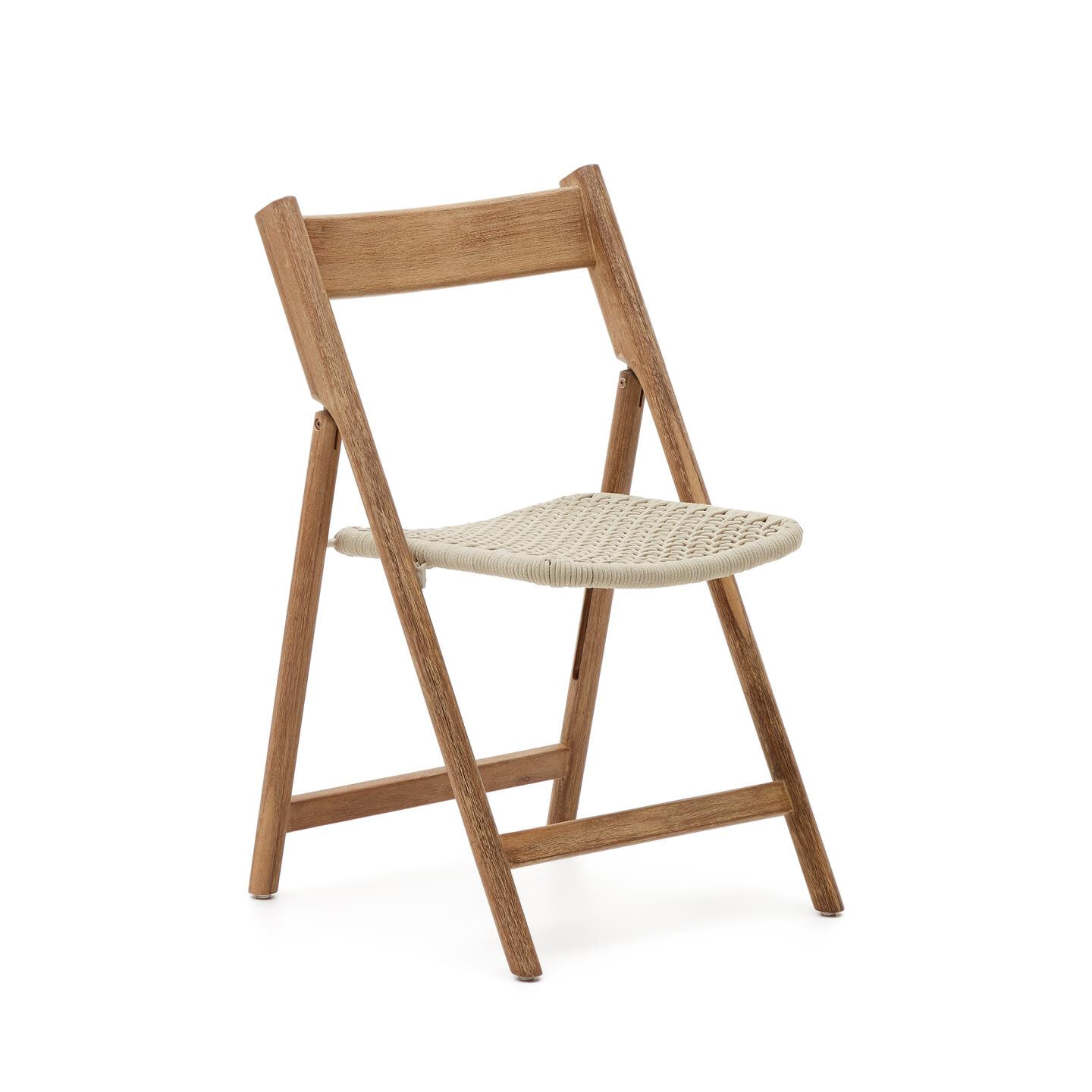 Kave Home Inklapbare Tuinstoel 'Dandara' Acaciahout en touw, kleur Wit