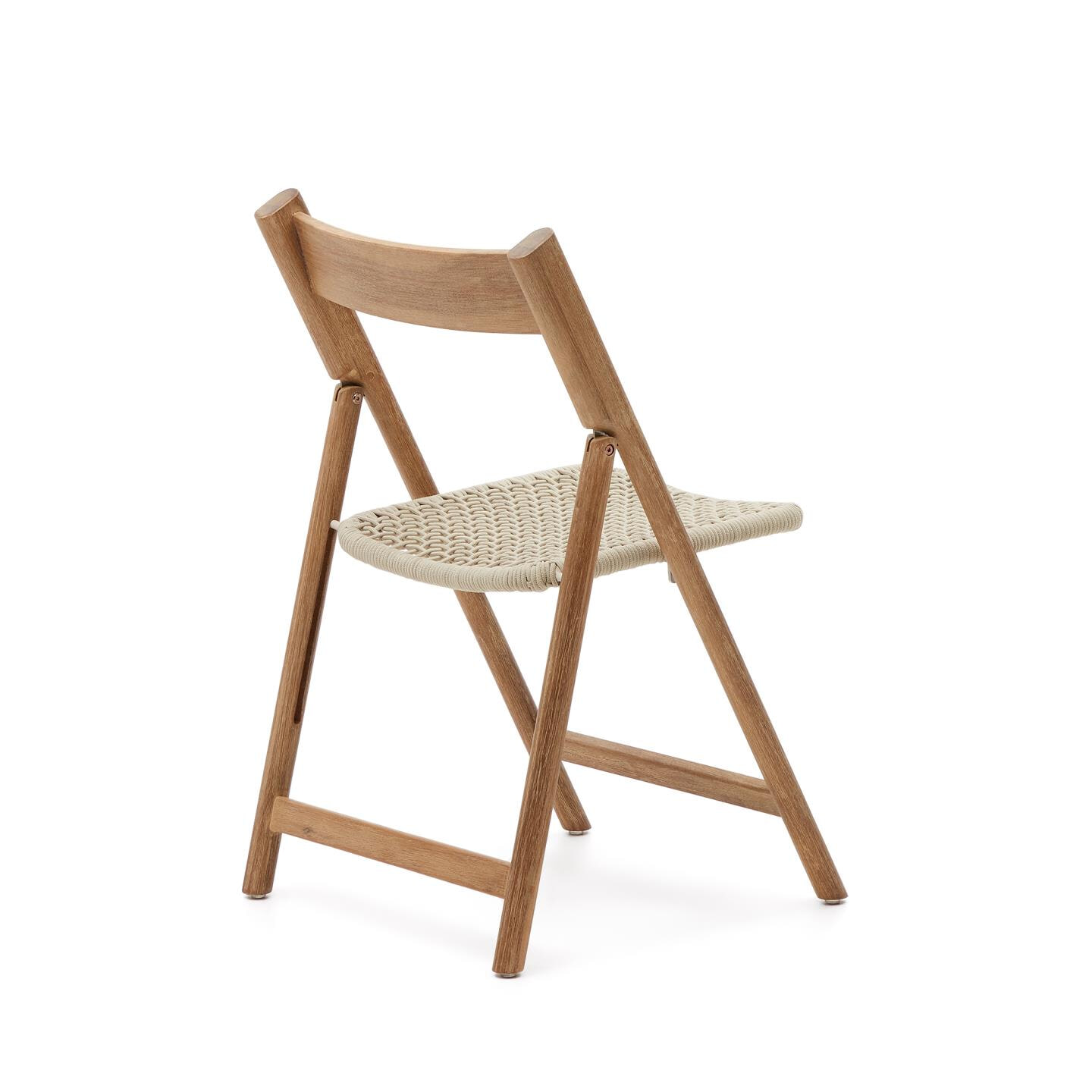 Kave Home Inklapbare Tuinstoel 'Dandara' Acaciahout en touw, kleur Wit