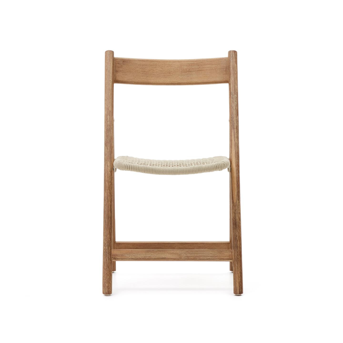 Kave Home Inklapbare Tuinstoel 'Dandara' Acaciahout en touw, kleur Wit