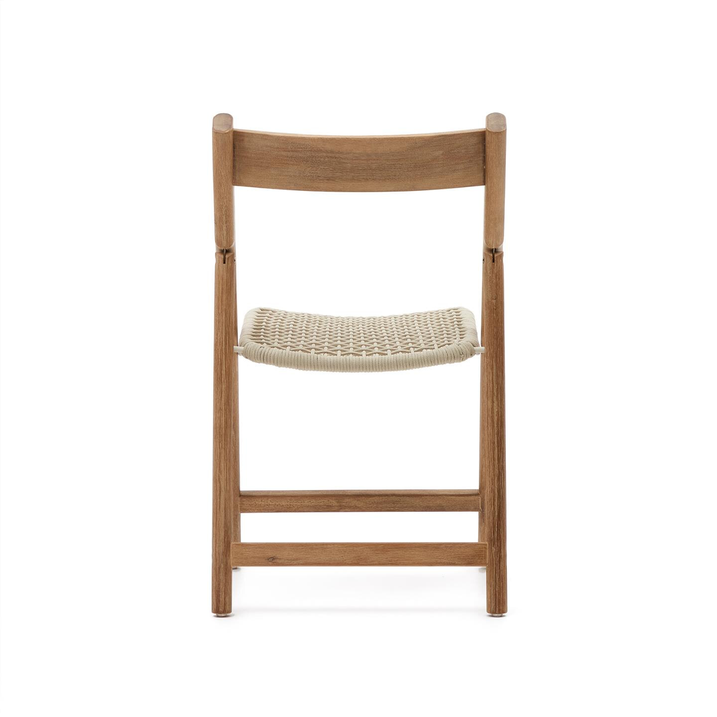 Kave Home Inklapbare Tuinstoel 'Dandara' Acaciahout en touw, kleur Wit