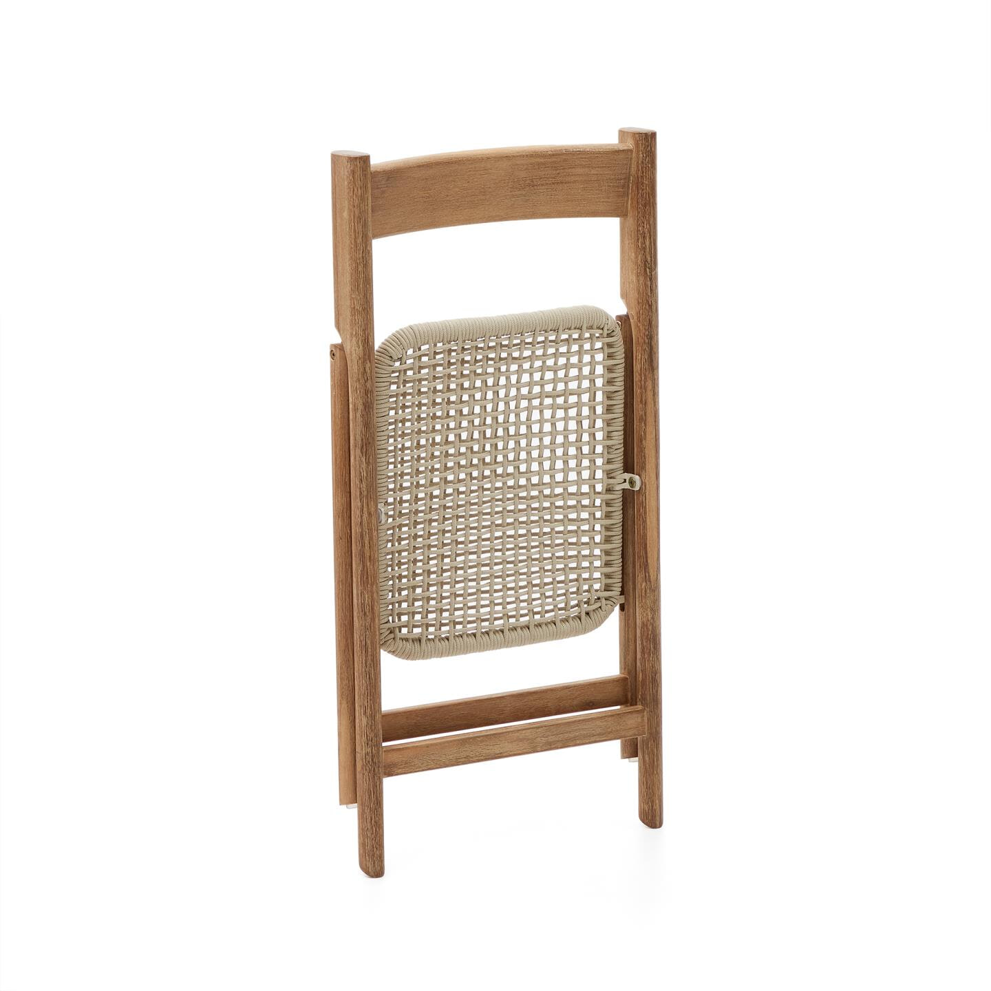 Kave Home Inklapbare Tuinstoel 'Dandara' Acaciahout en touw, kleur Wit