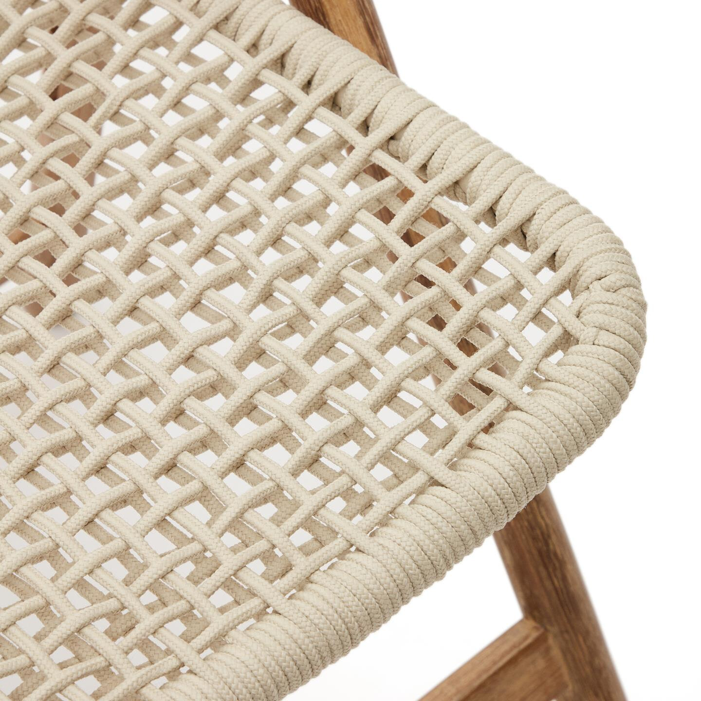 Kave Home Inklapbare Tuinstoel 'Dandara' Acaciahout en touw, kleur Wit