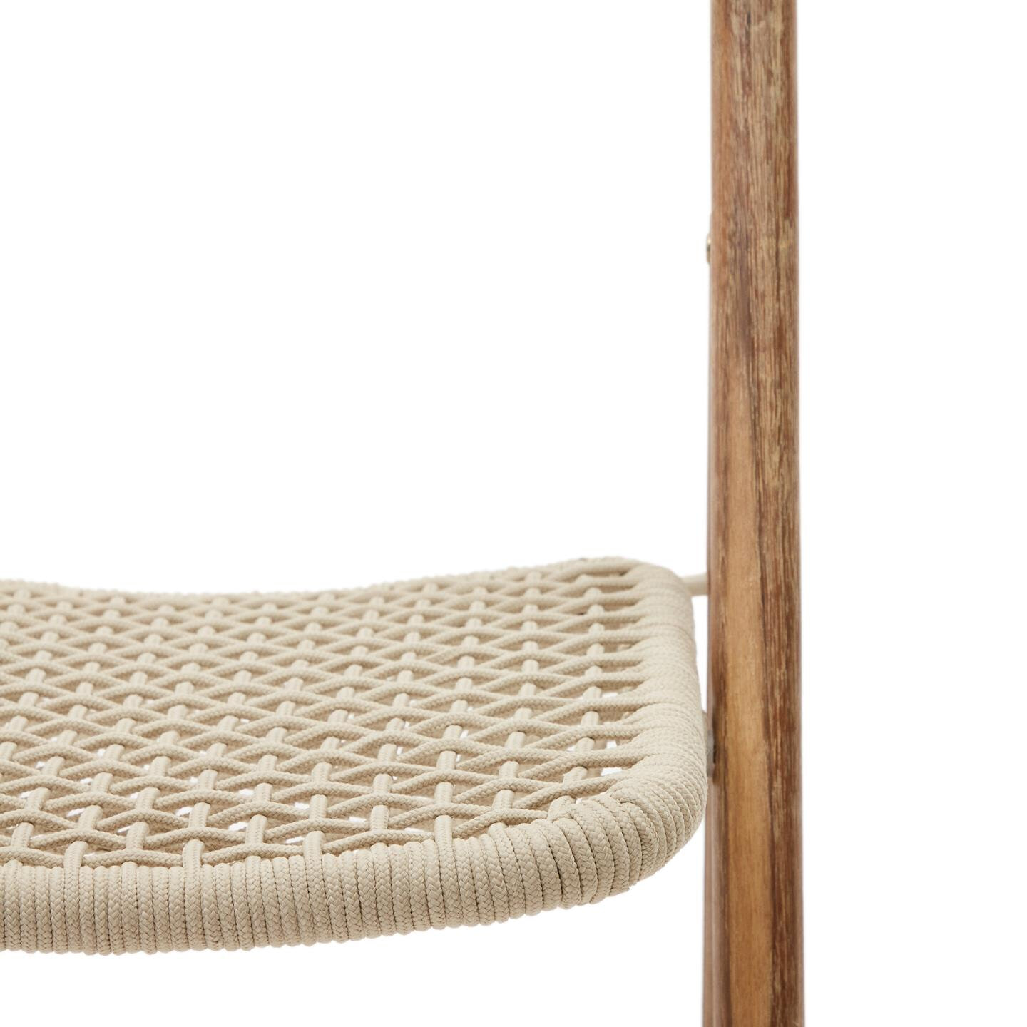 Kave Home Inklapbare Tuinstoel 'Dandara' Acaciahout en touw, kleur Wit