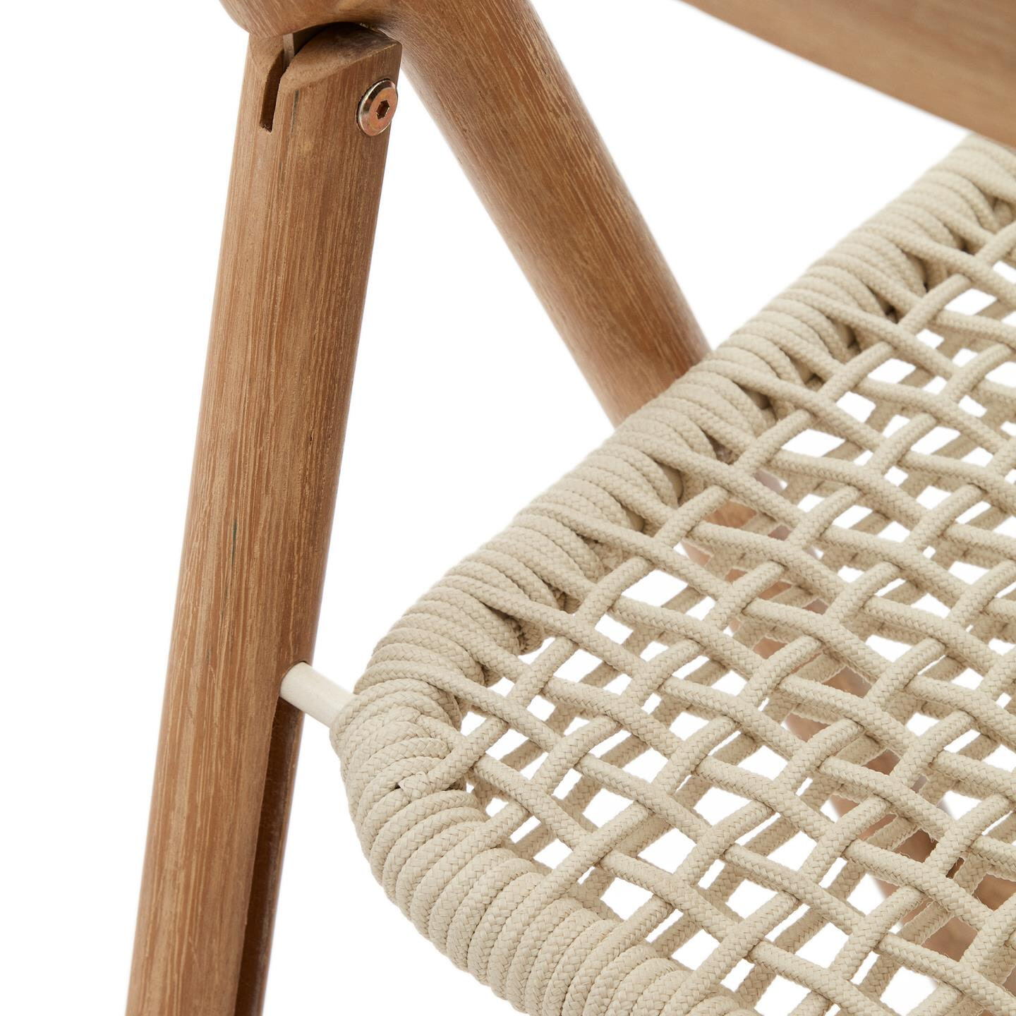Kave Home Inklapbare Tuinstoel 'Dandara' Acaciahout en touw, kleur Wit