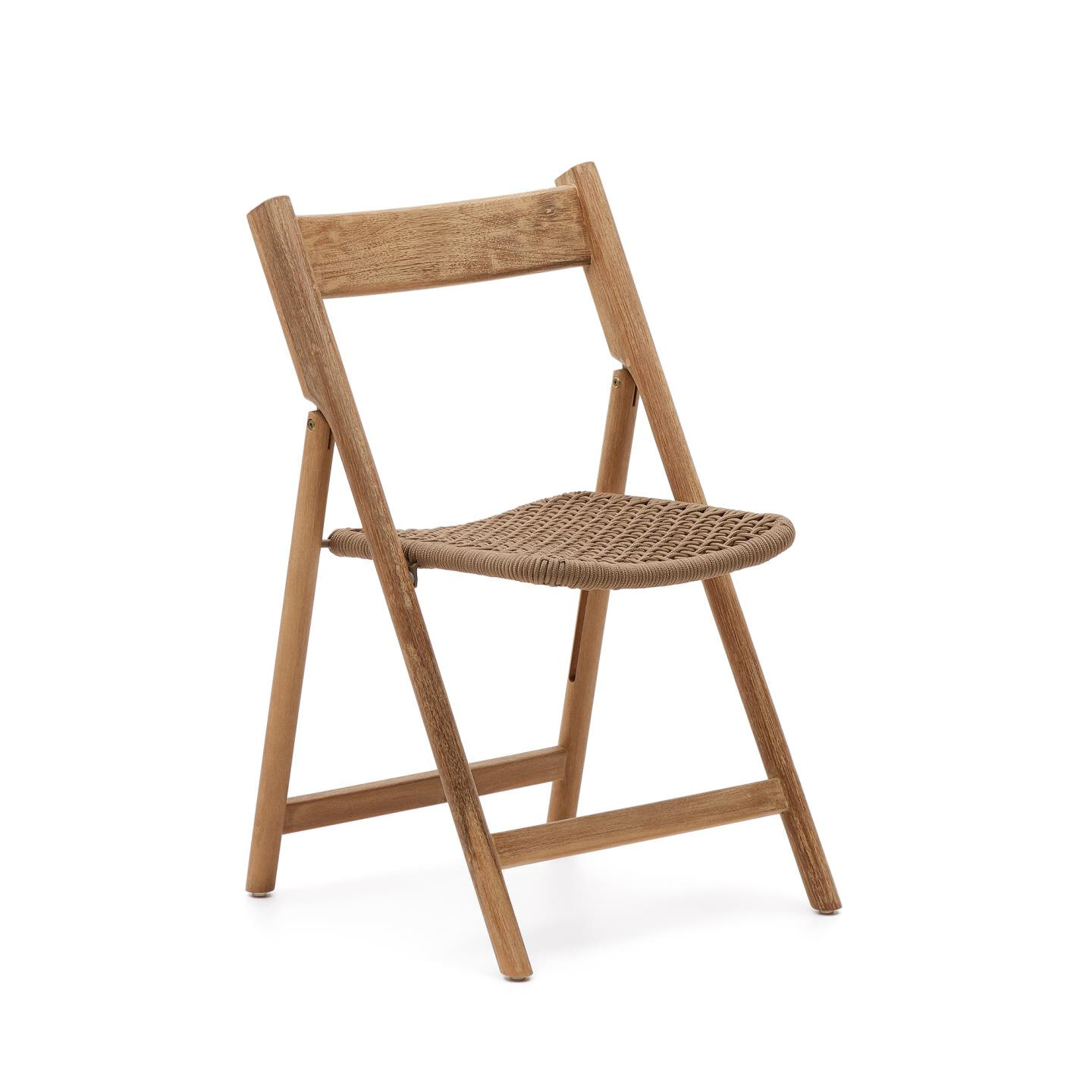 Kave Home Inklapbare Tuinstoel 'Dandara' Acaciahout en touw, kleur Beige