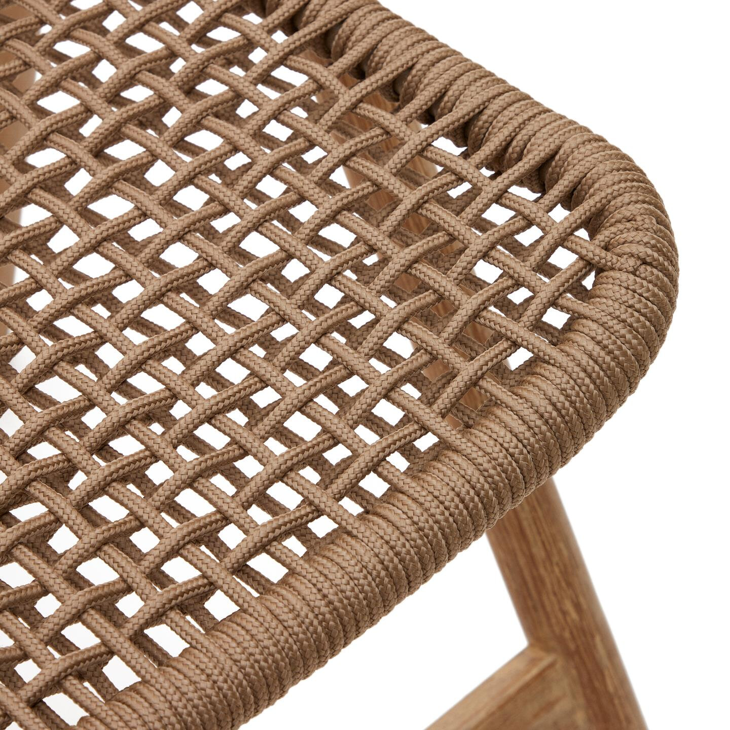 Kave Home Inklapbare Tuinstoel 'Dandara' Acaciahout en touw, kleur Beige