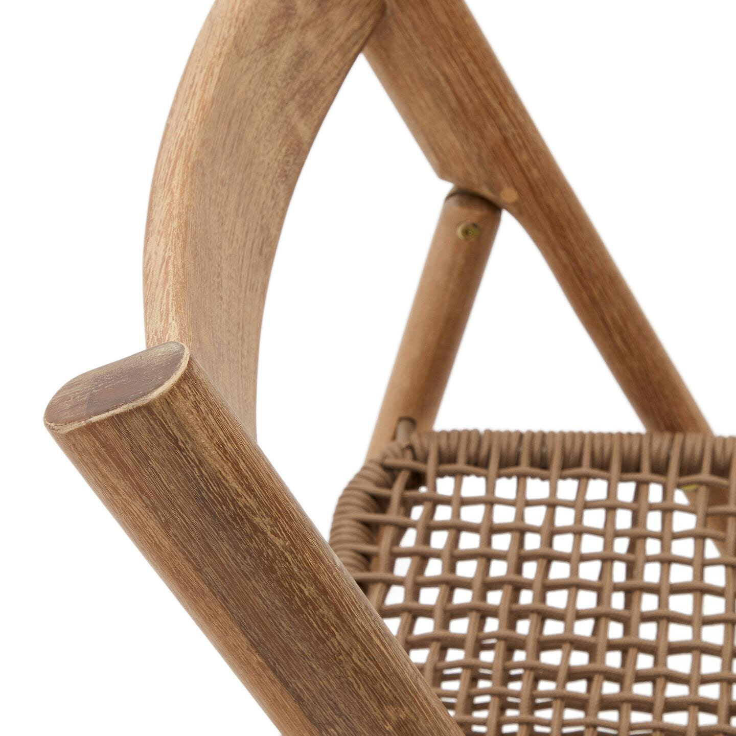 Kave Home Inklapbare Tuinstoel 'Dandara' Acaciahout en touw, kleur Beige
