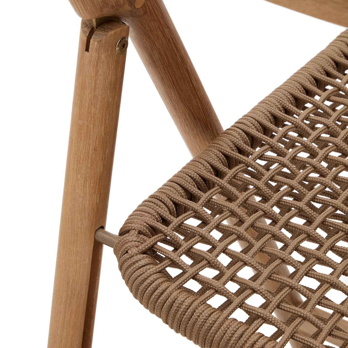 Kave Home Inklapbare Tuinstoel 'Dandara' Acaciahout en touw, kleur Beige