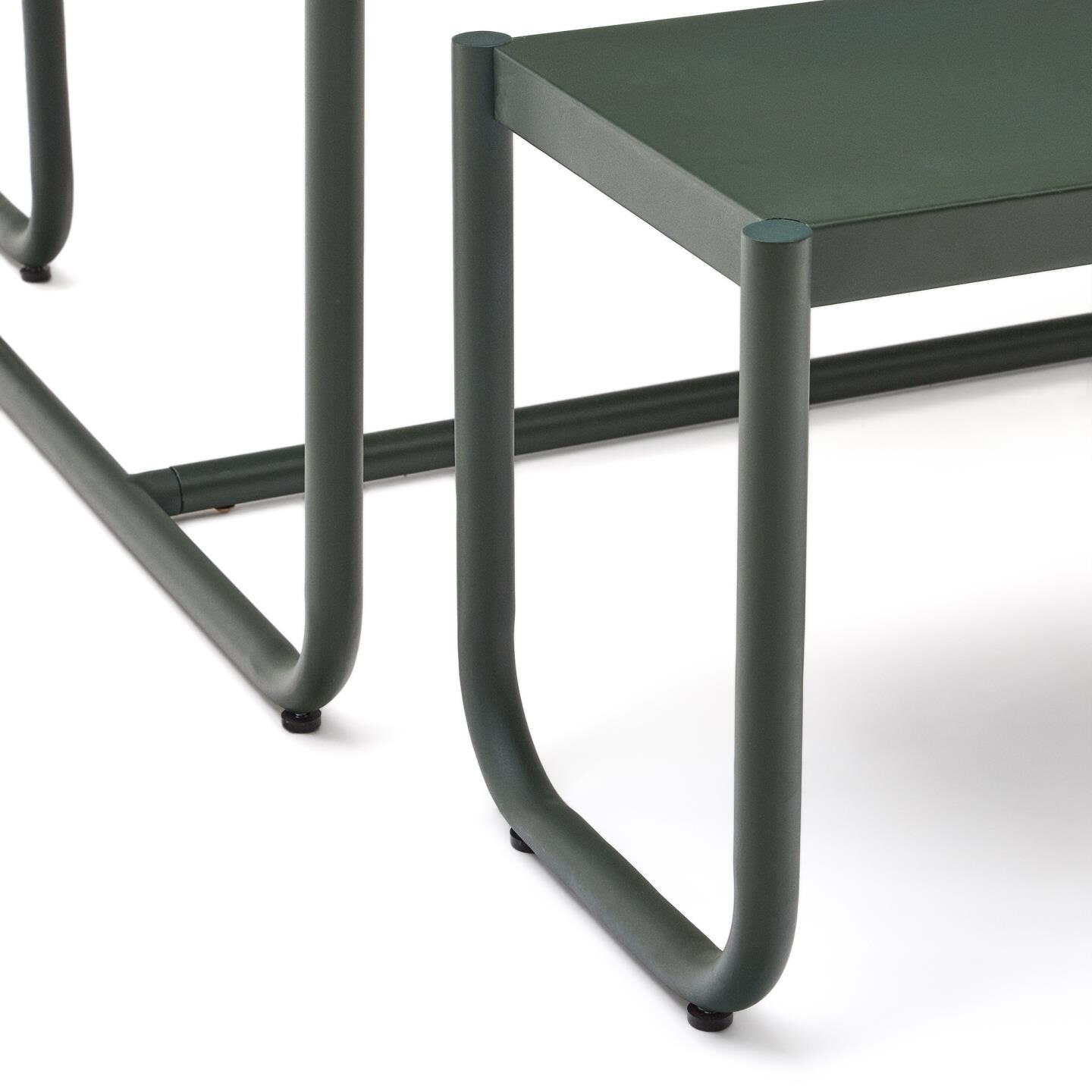 Kave Home Picknickset 'Sotil' Met tuintafel en 2 tuinbanken, kleur Donkergroen