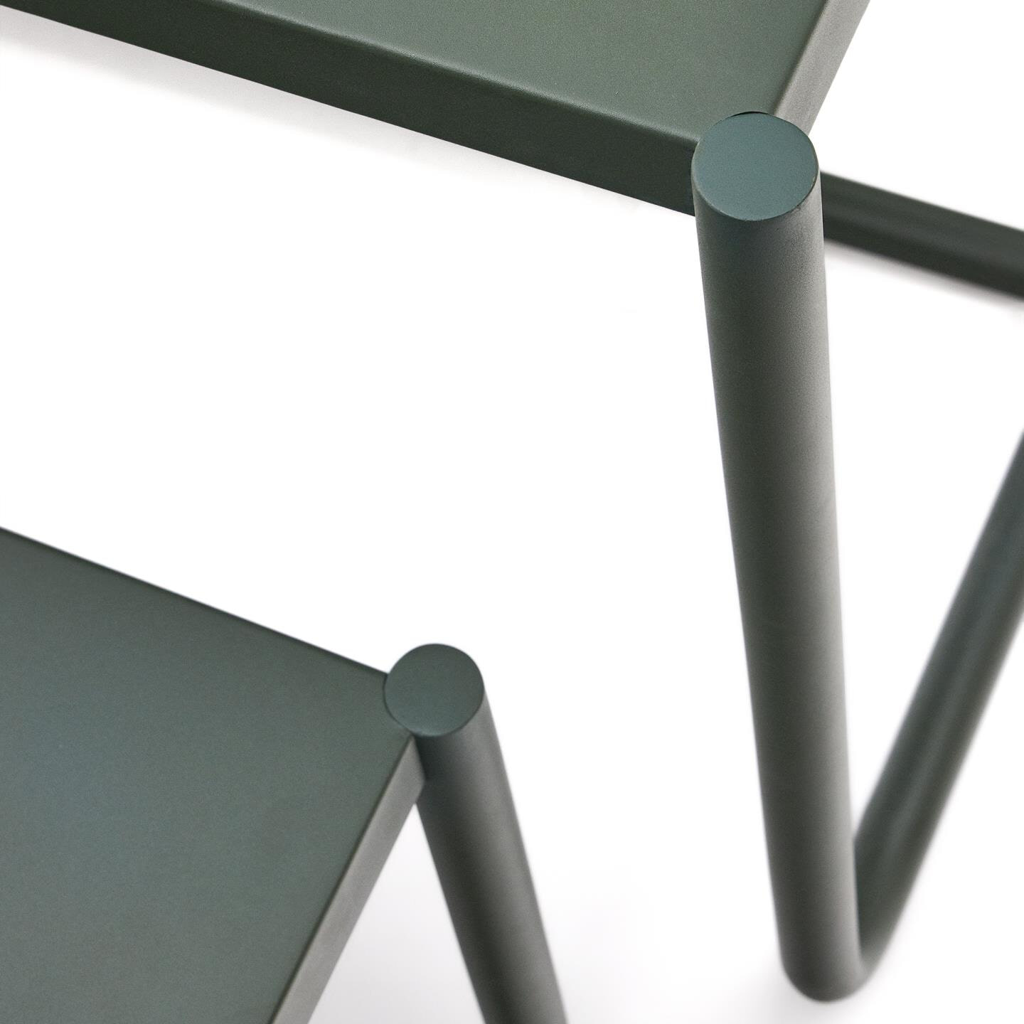 Kave Home Picknickset 'Sotil' Met tuintafel en 2 tuinbanken, kleur Donkergroen