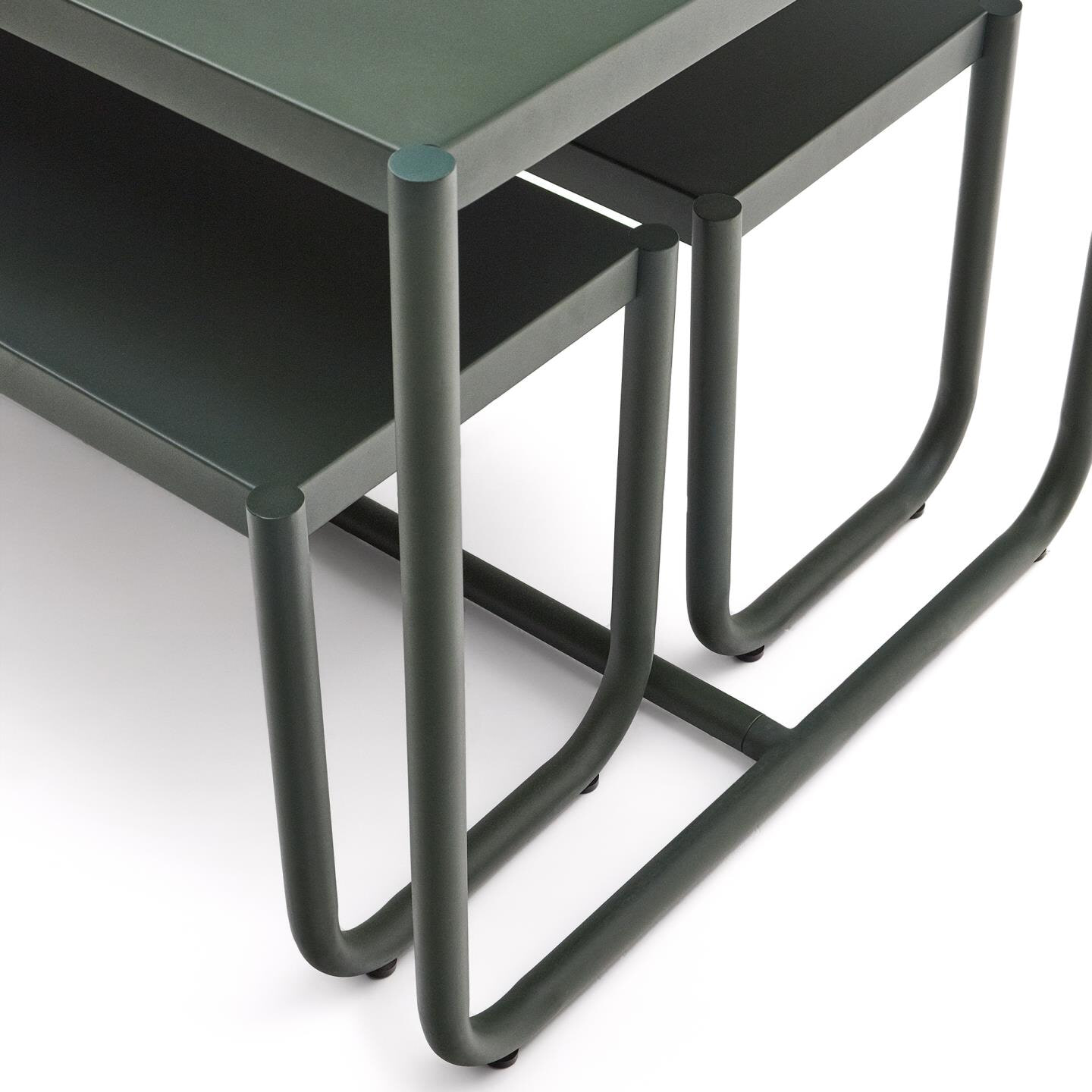 Kave Home Picknickset 'Sotil' Met tuintafel en 2 tuinbanken, kleur Donkergroen