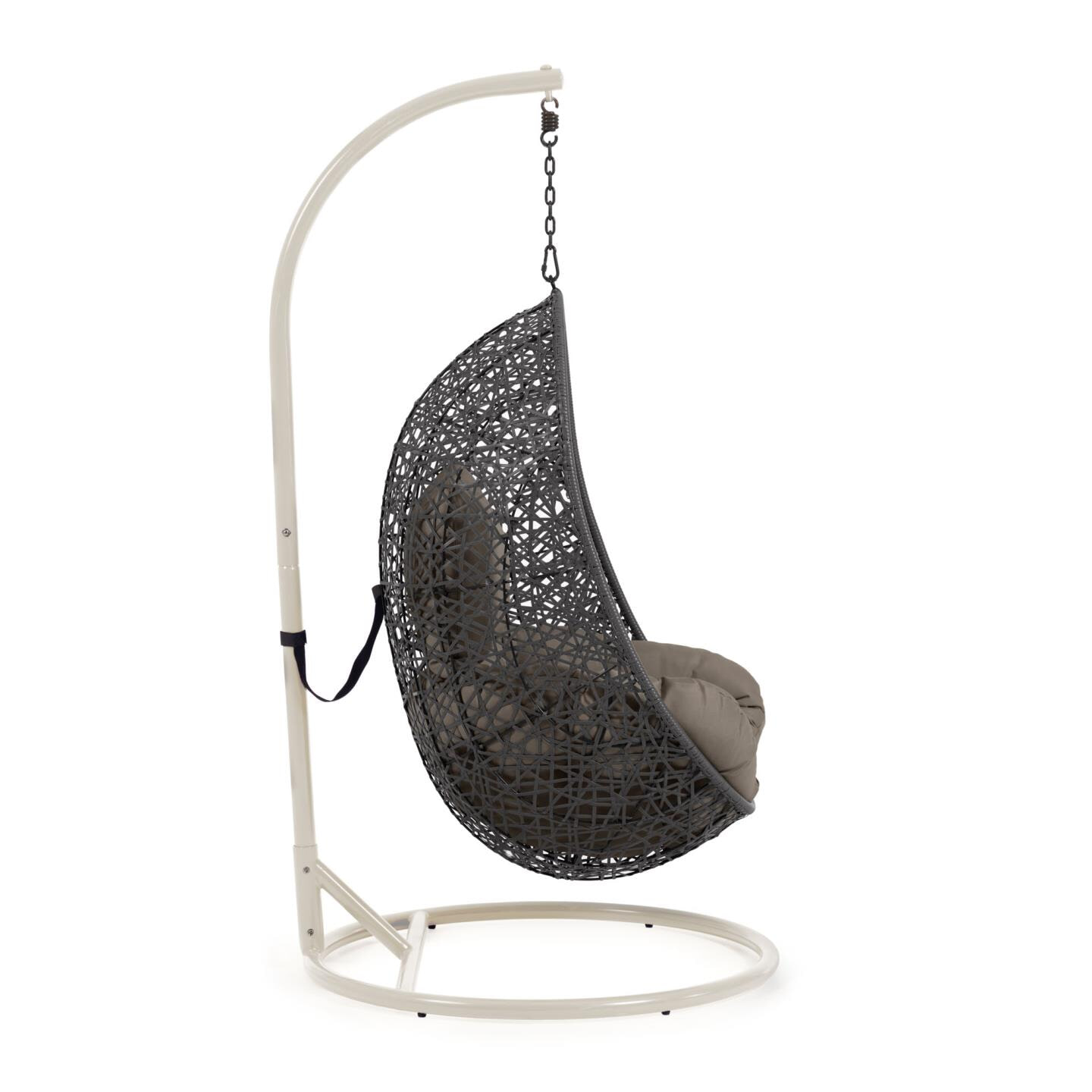 Kave Home Hangstoel 'Florina' Met standaard, kleur Antraciet/Beige