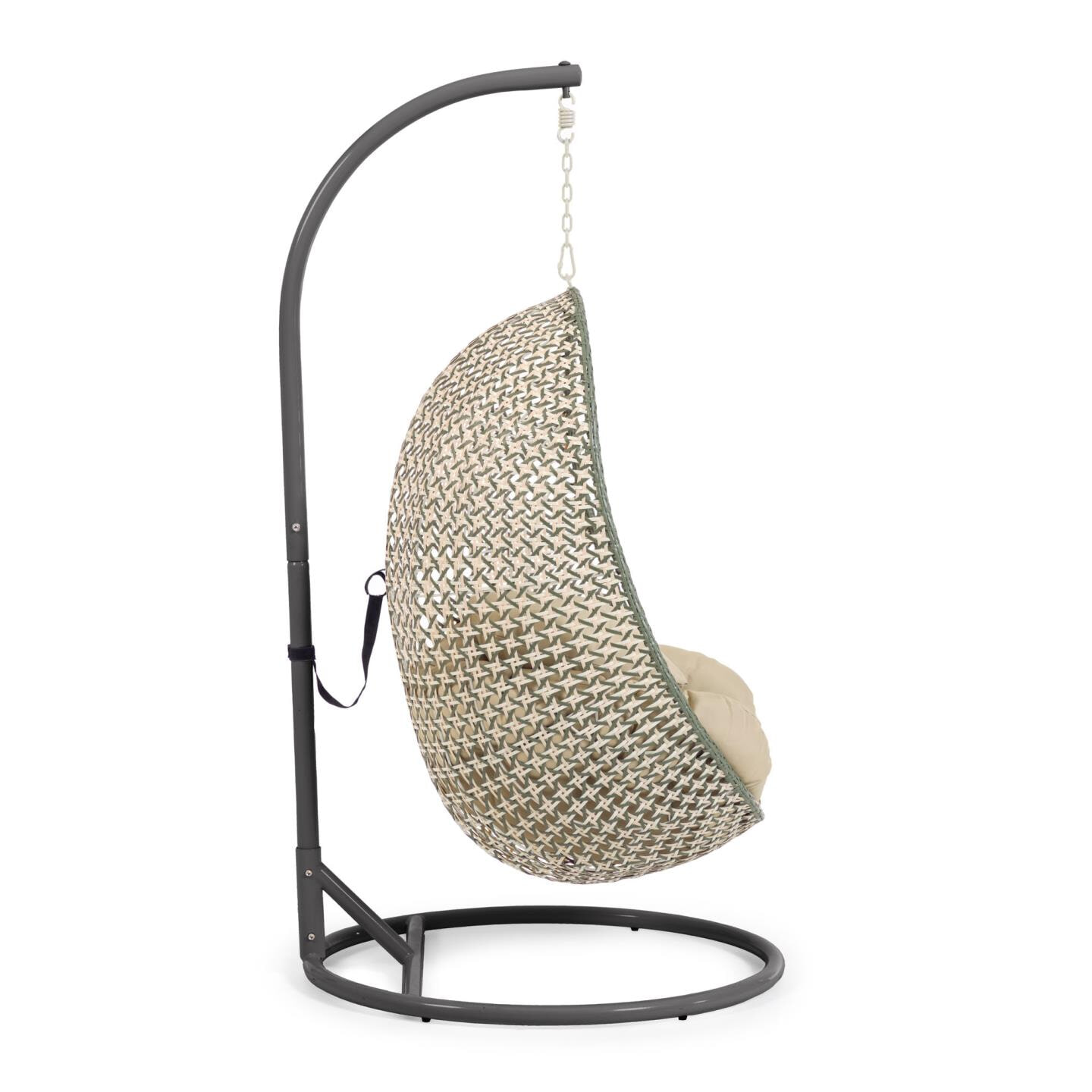Kave Home Hangstoel met standaard 'Cira' kleur Groen/Donkergrijs