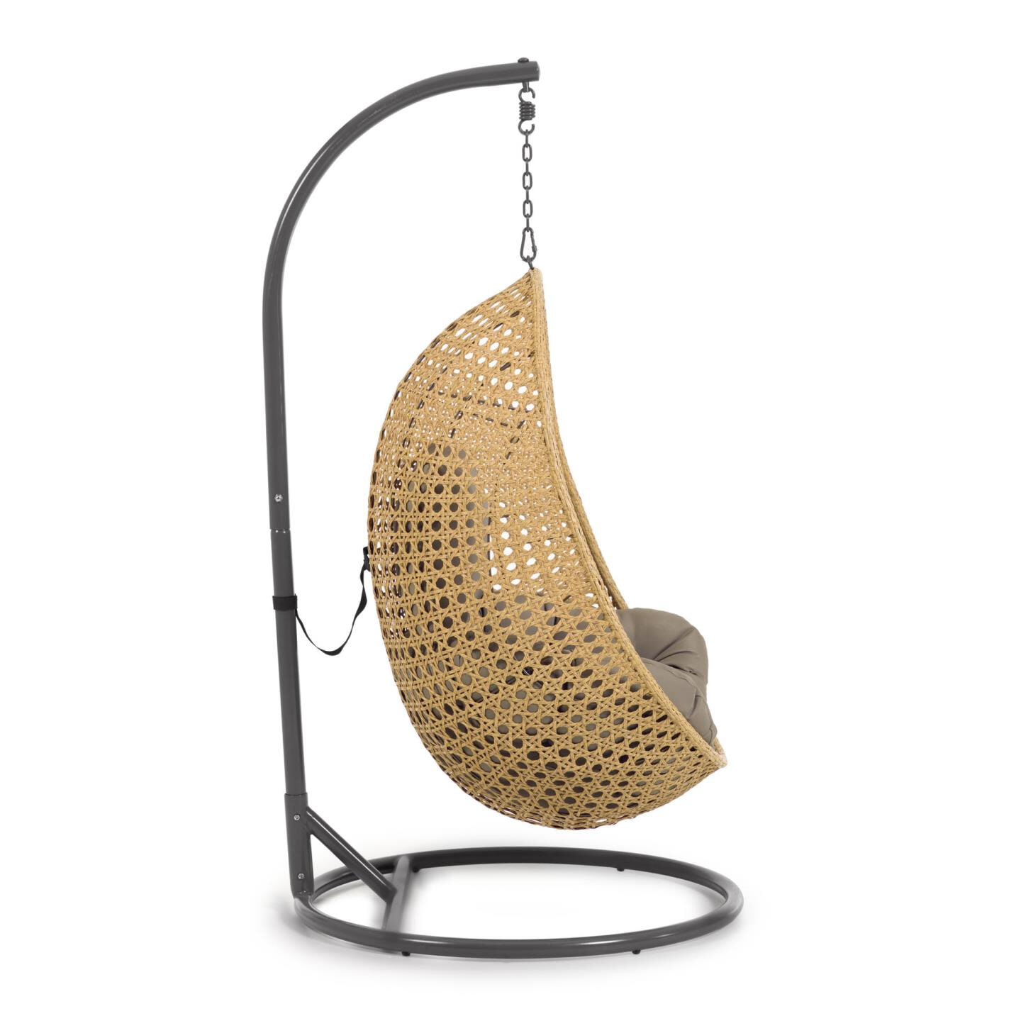 Kave Home Hangstoel met standaard 'Cira' kleur Naturel/Donkergrijs