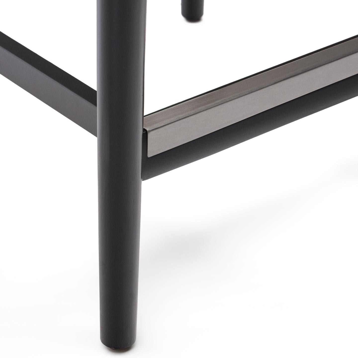 Kave Home Barkruk 'Nina' kleur Zwart/Naturel (zithoogte 62cm)