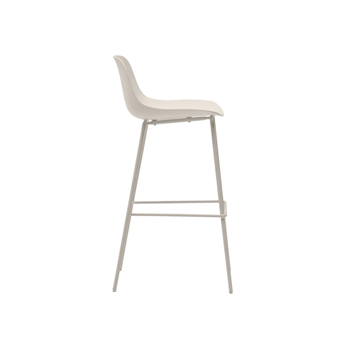 Kave Home Barkruk 'Altea' Gerecycled kunststof, kleur Beige (zithoogte 74cm)
