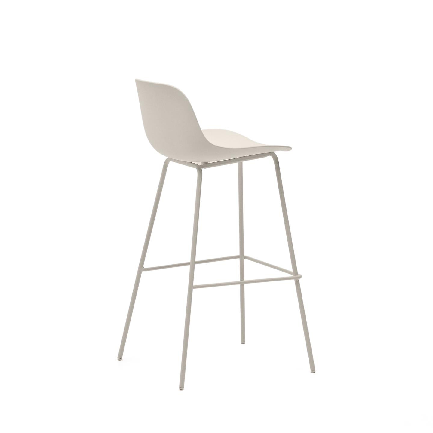 Kave Home Barkruk 'Altea' Gerecycled kunststof, kleur Beige (zithoogte 74cm)