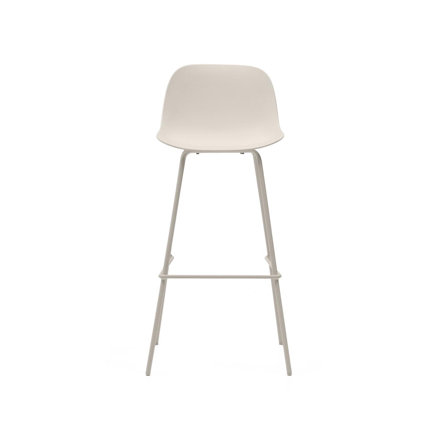 Kave Home Barkruk 'Altea' Gerecycled kunststof, kleur Beige (zithoogte 74cm)