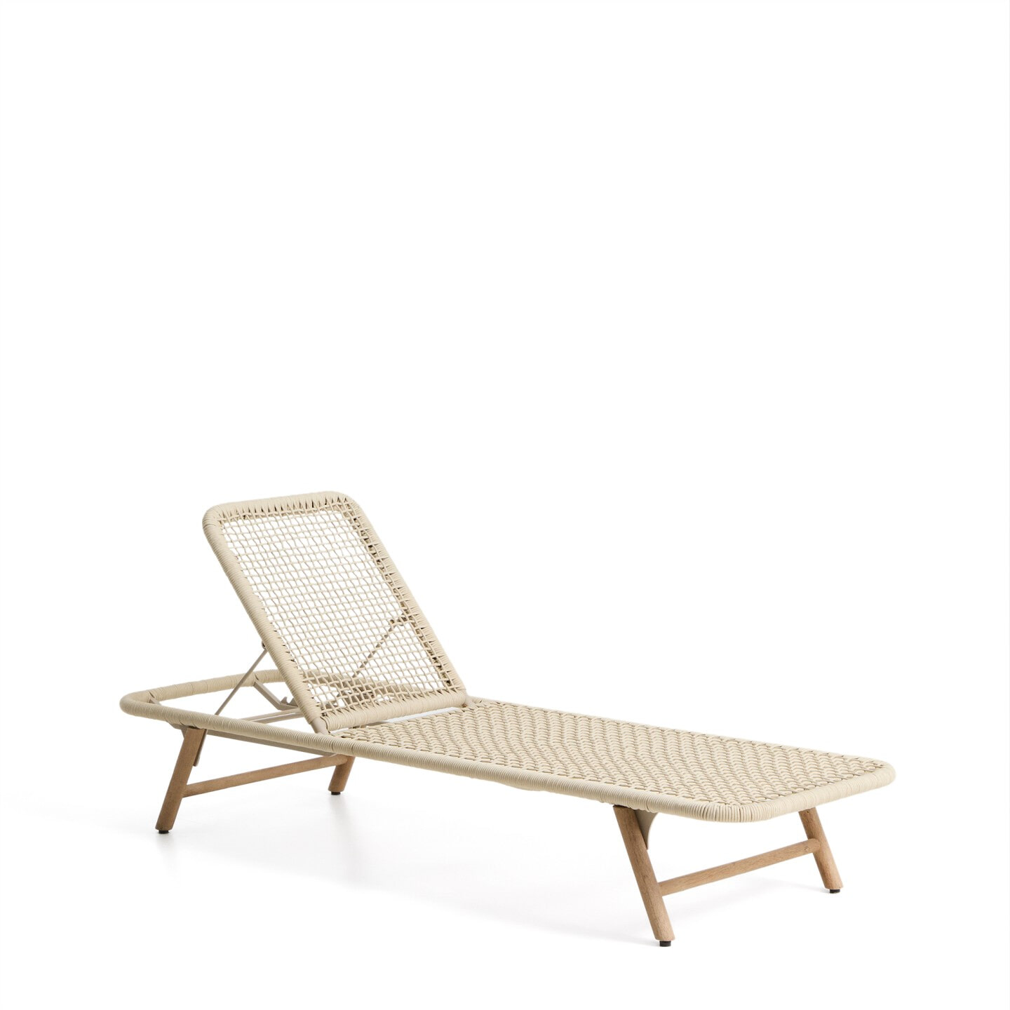 Kave Home Ligbed 'Dandara' Acaciahout en touw, kleur Ecru