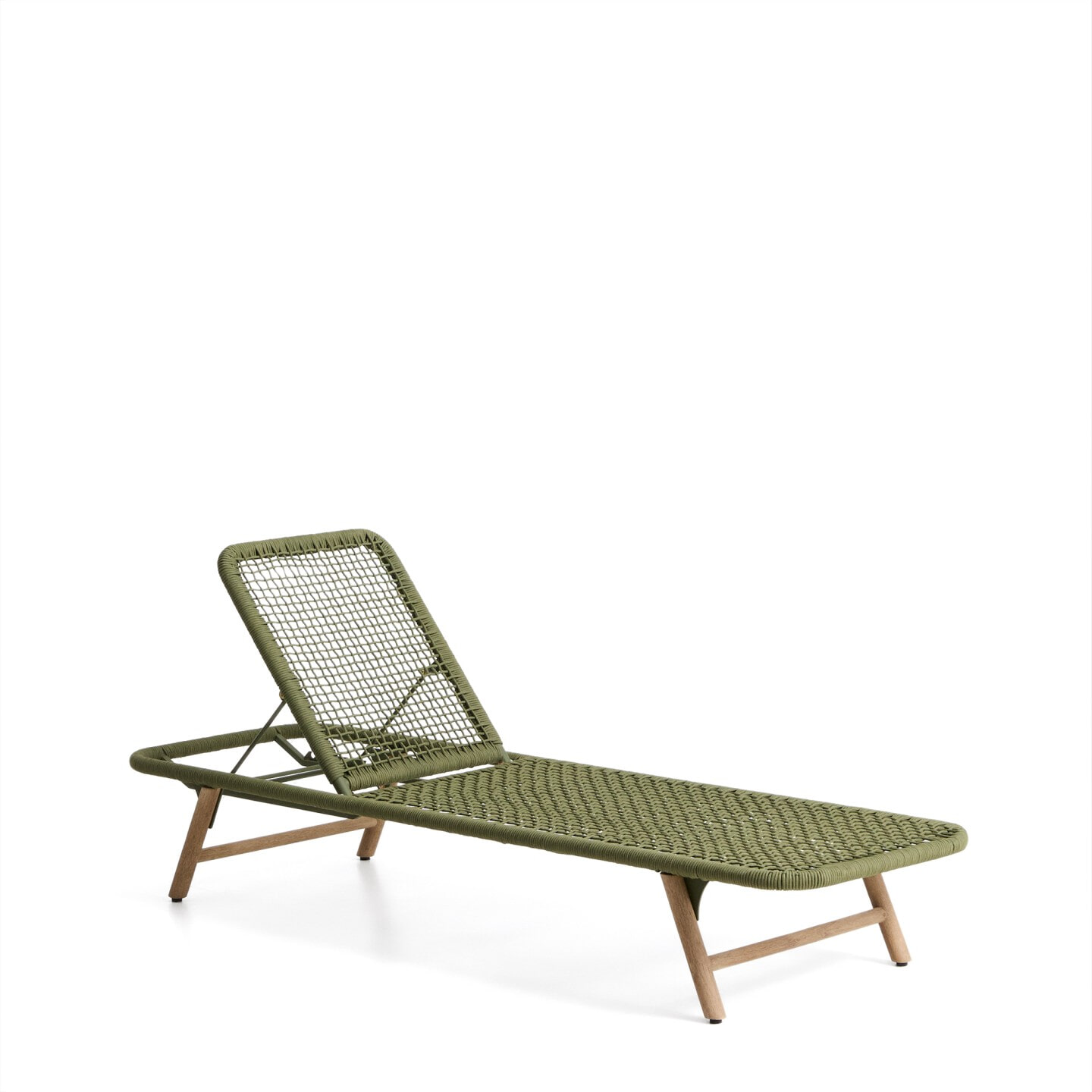 Kave Home Ligbed 'Dandara' Acaciahout en touw, kleur Donkergroen