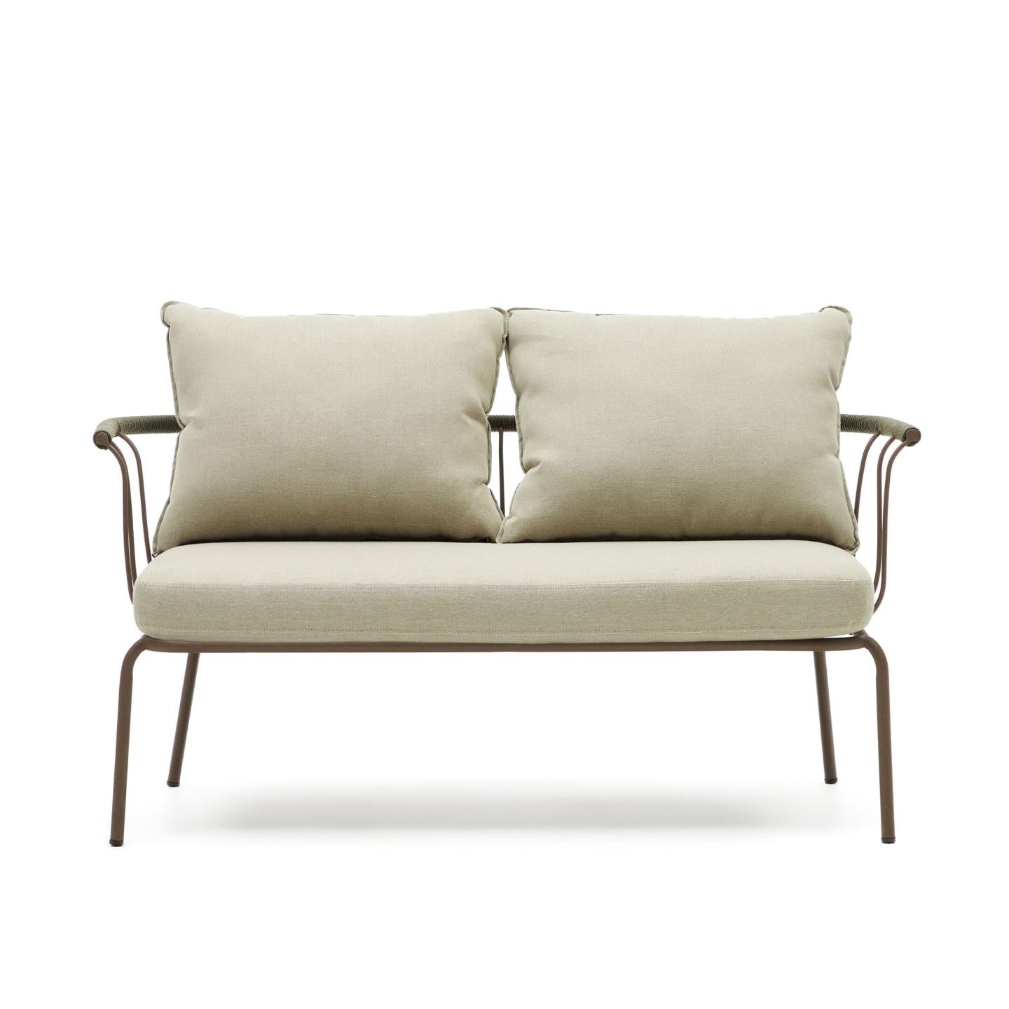 Kave Home 2-zits Loungebank 'Salguer' Gevlochten touw en staal, kleur Beige
