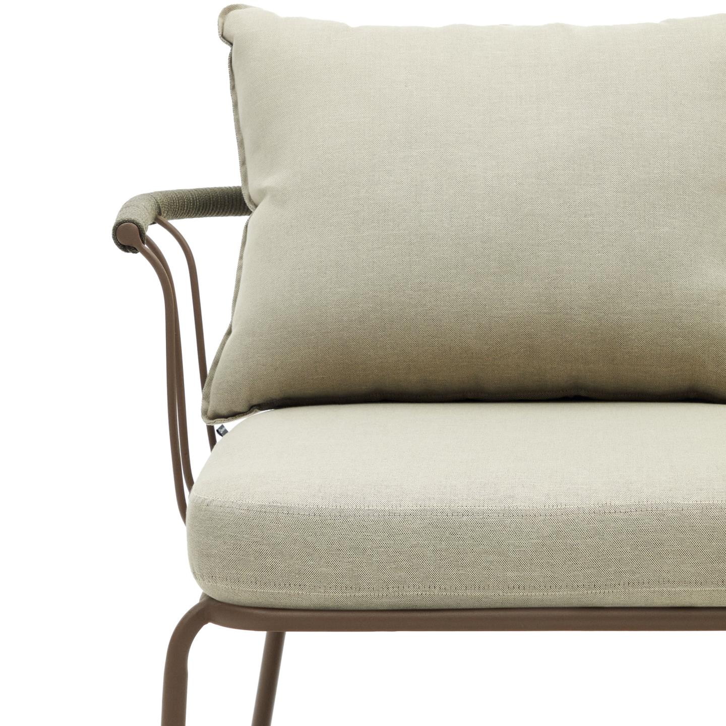 Kave Home 2-zits Loungebank 'Salguer' Gevlochten touw en staal, kleur Beige