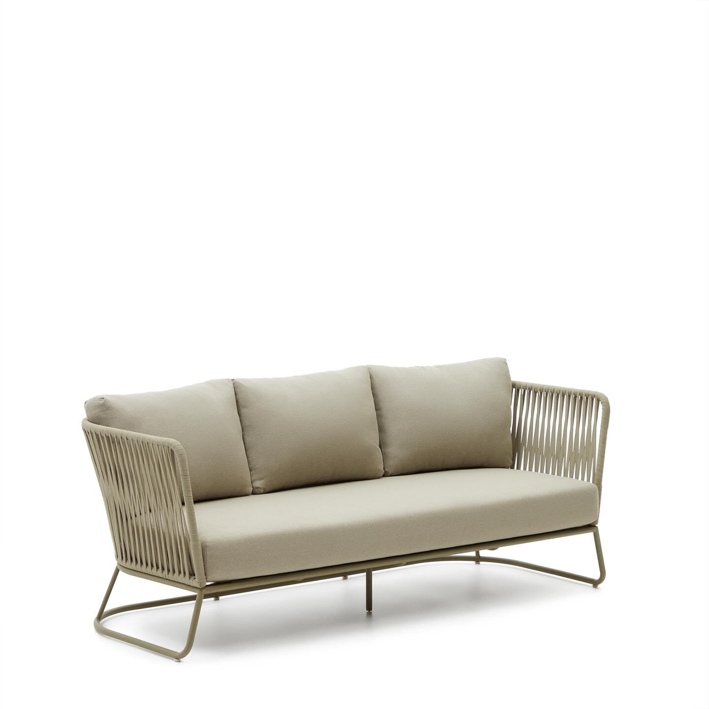Kave Home 3-zits Loungebank 'Saconca' Gevlochten touw, kleur Groen