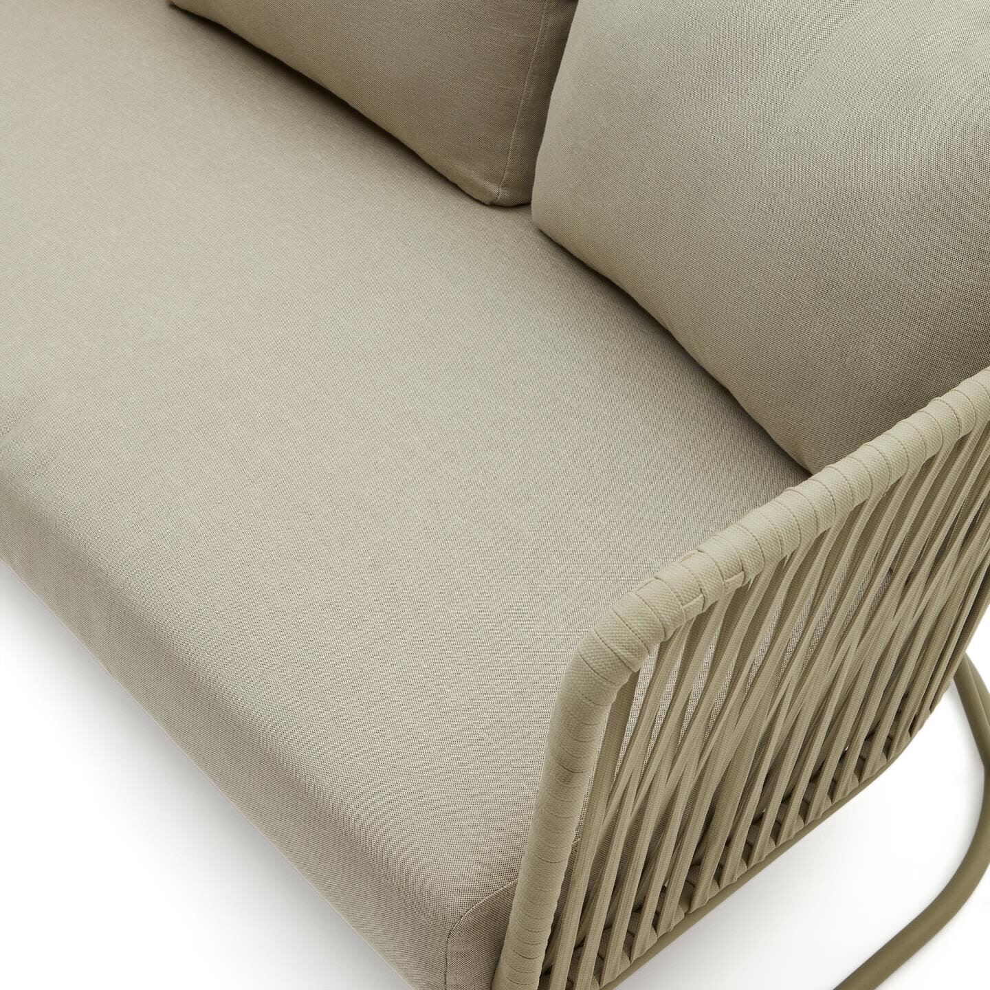 Kave Home 3-zits Loungebank 'Saconca' Gevlochten touw, kleur Groen