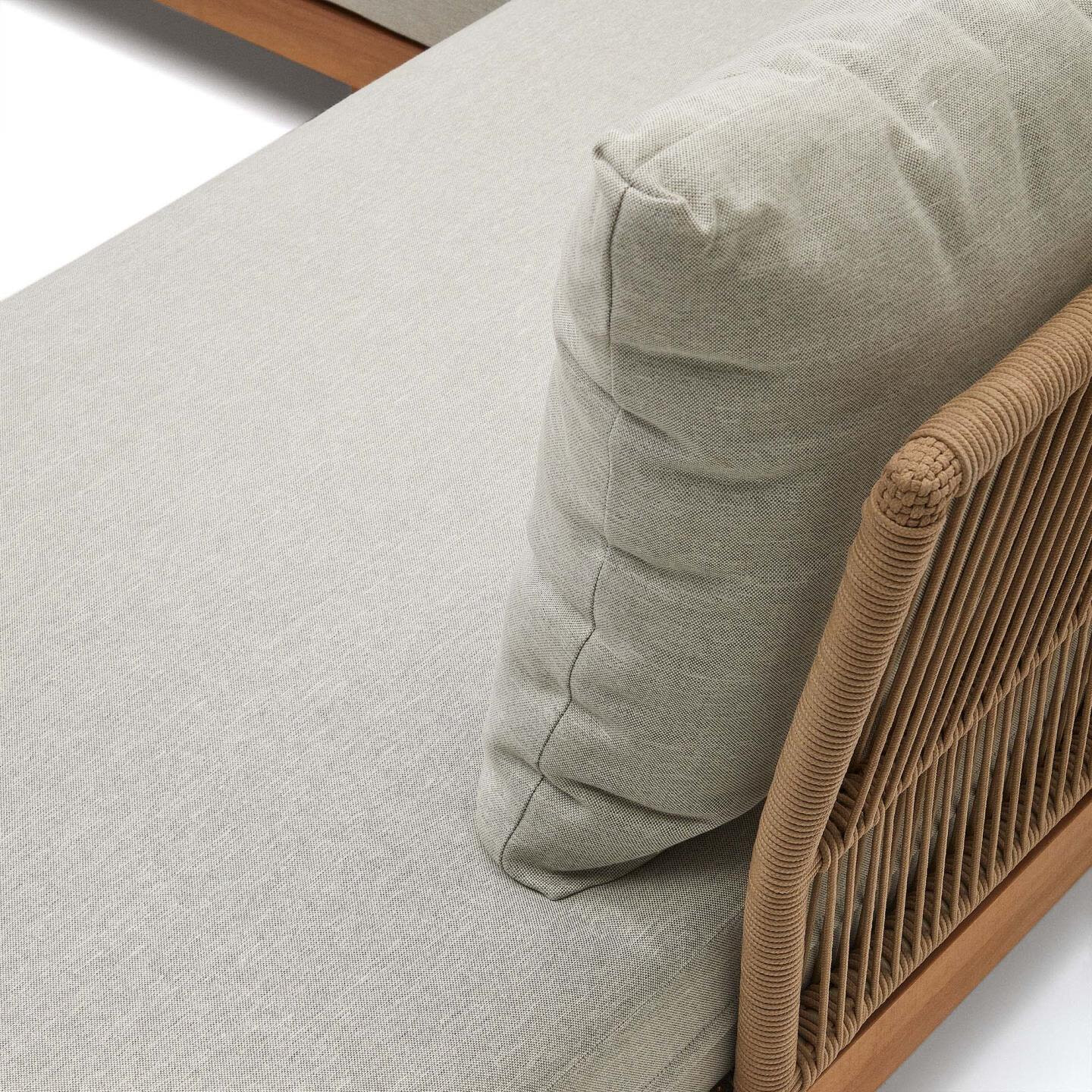 Kave Home Loungeset 'Raco' Acaciahout, Met hoekbank en salontafel