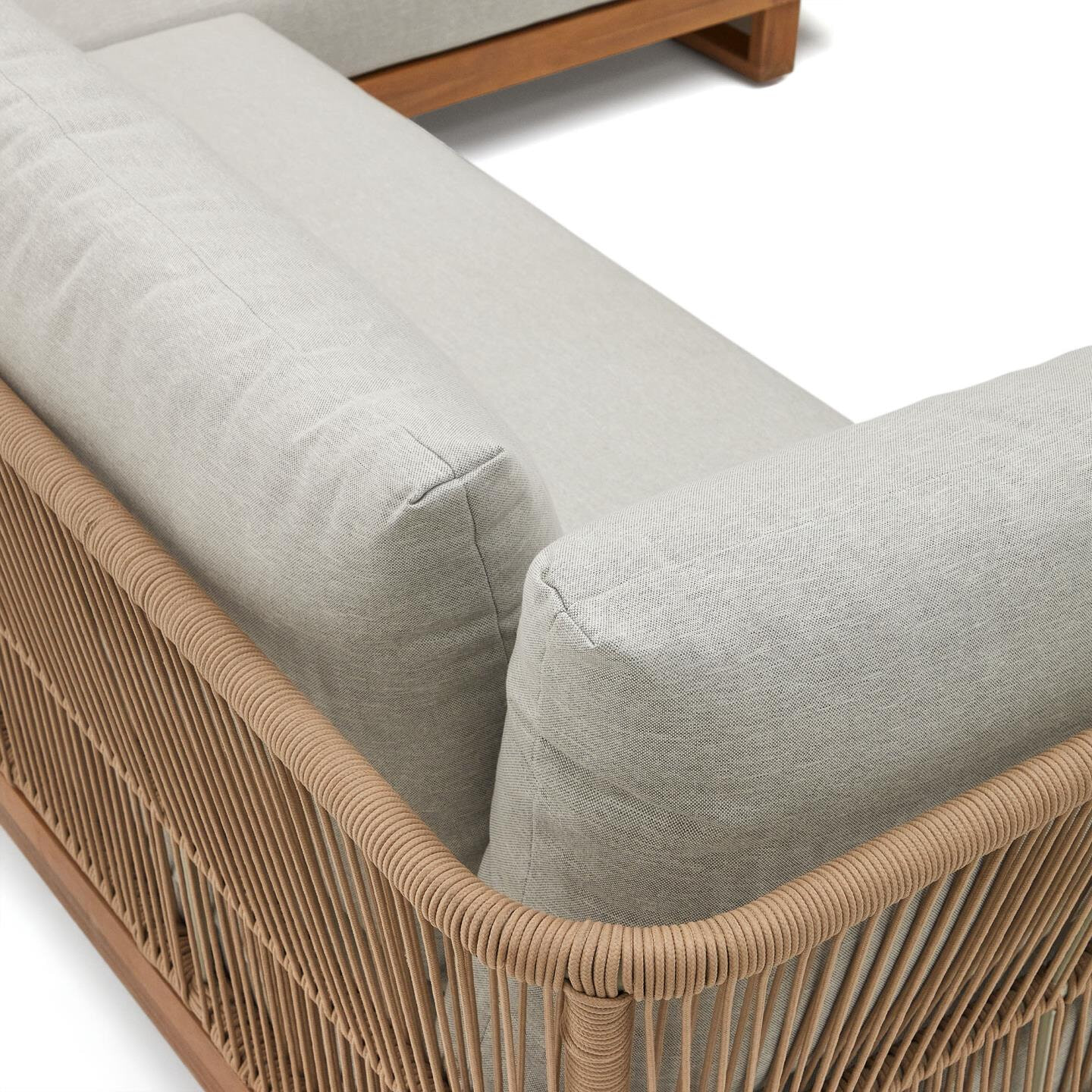 Kave Home Loungeset 'Raco' Acaciahout, Met hoekbank en salontafel