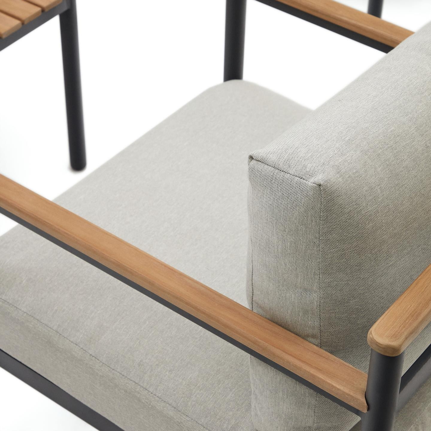 Kave Home Loungeset 'Aiguafreda' 2-zits bank, 2 fauteuils en salontafel