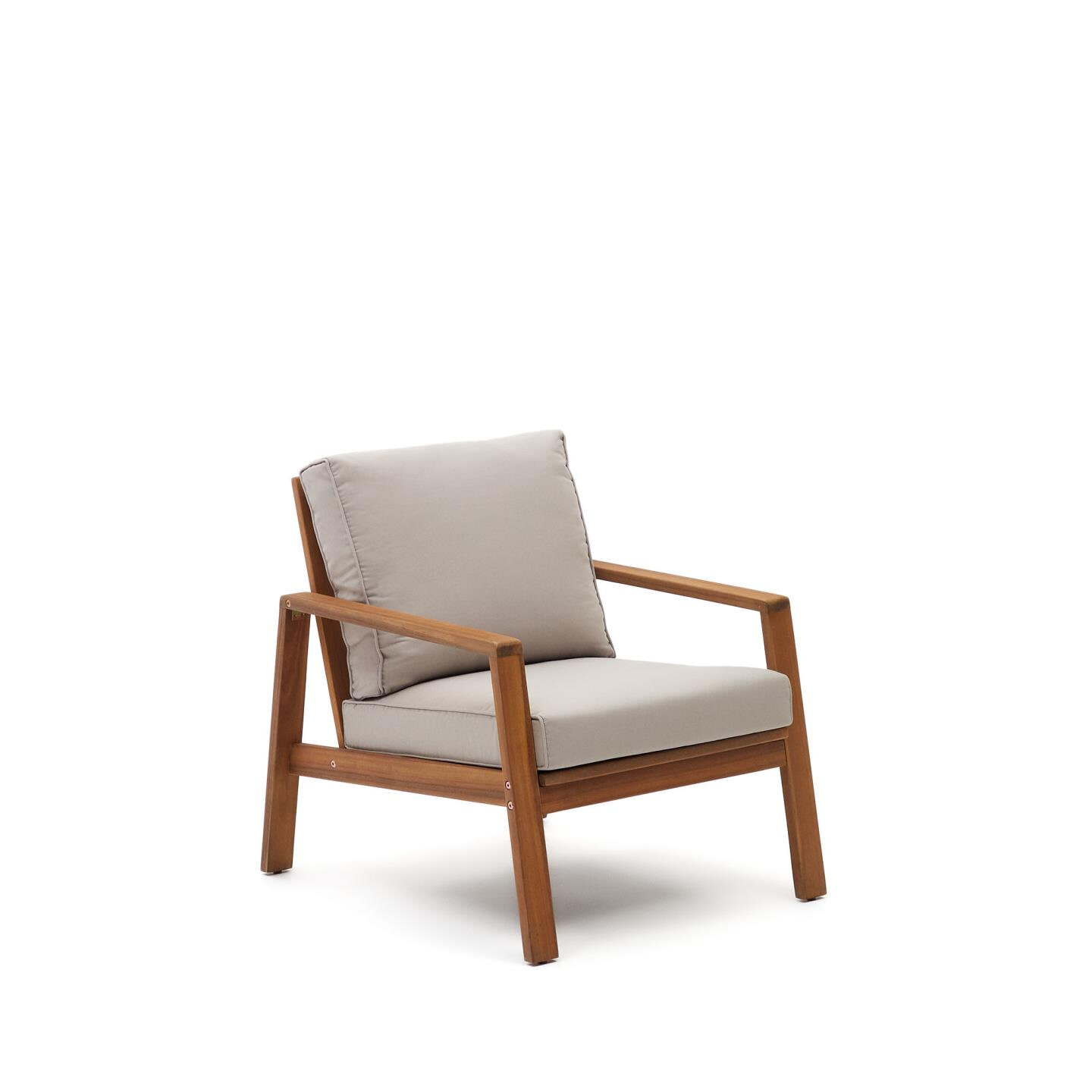 Kave Home Loungeset 'Frares' Acaciahout, Met 2-zits Bank, 2 fauteuils en salontafel