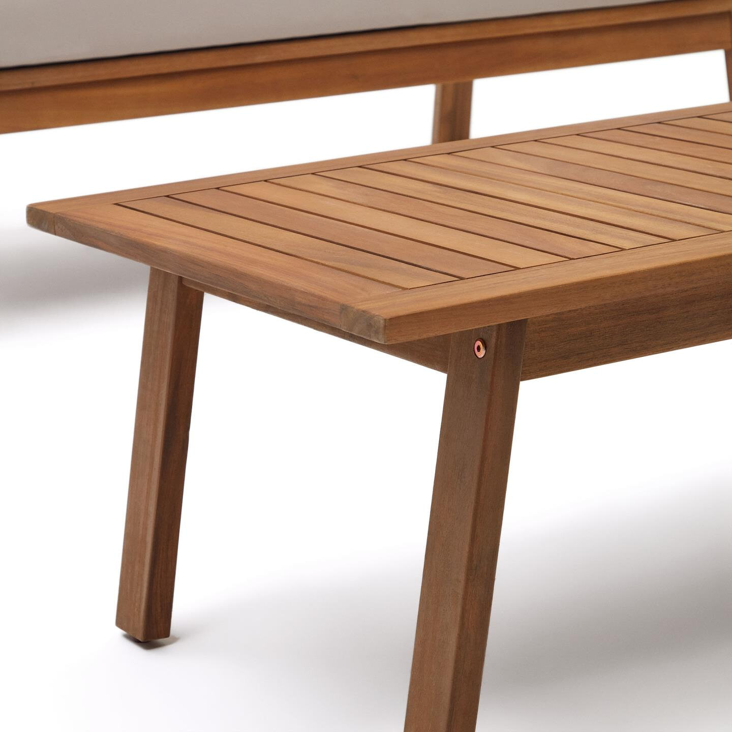 Kave Home Loungeset 'Frares' Acaciahout, Met 2-zits Bank, 2 fauteuils en salontafel