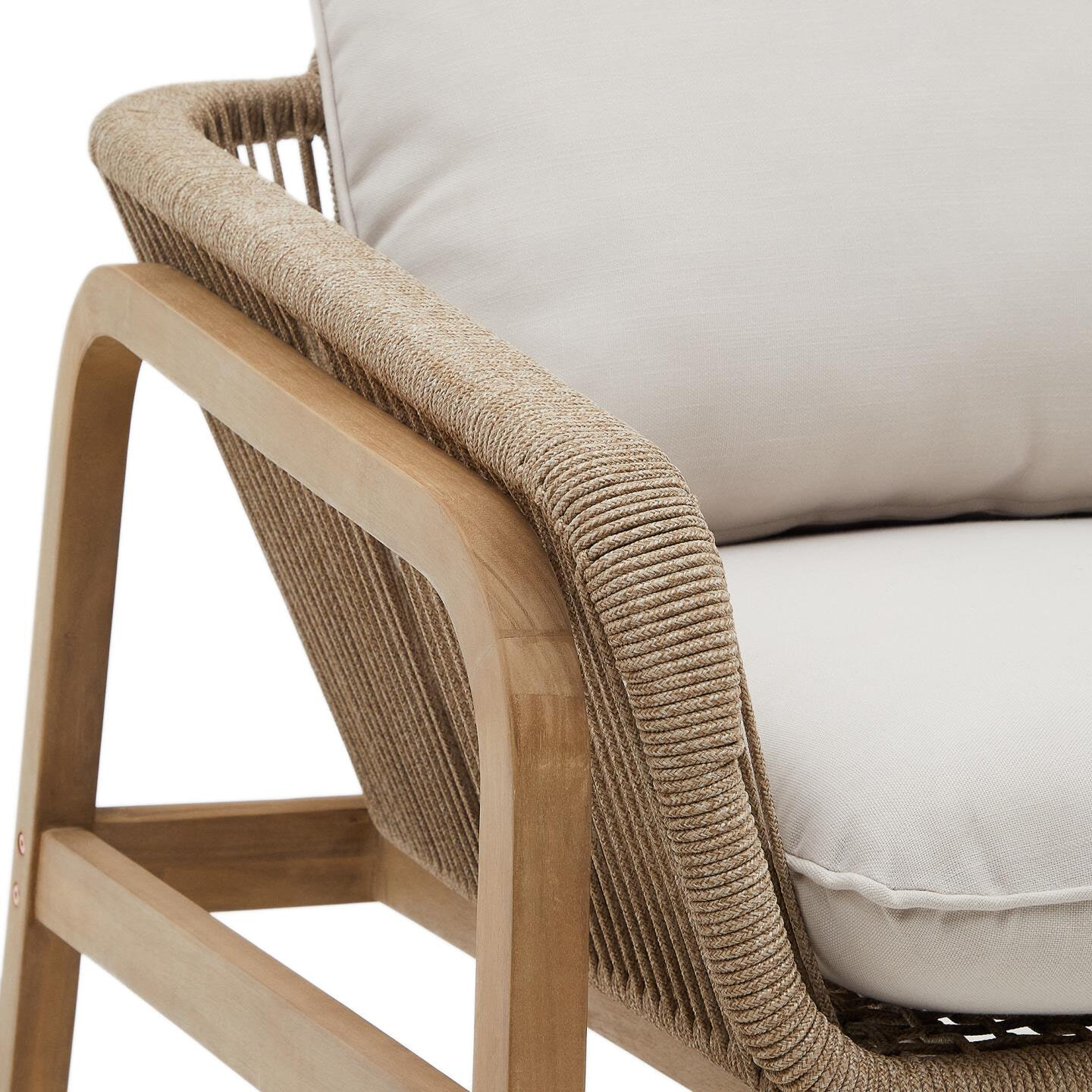 Kave Home Loungeset 'Vellana' Acaciahout, Met 3-zits bank, 2 fauteuils en salontafel