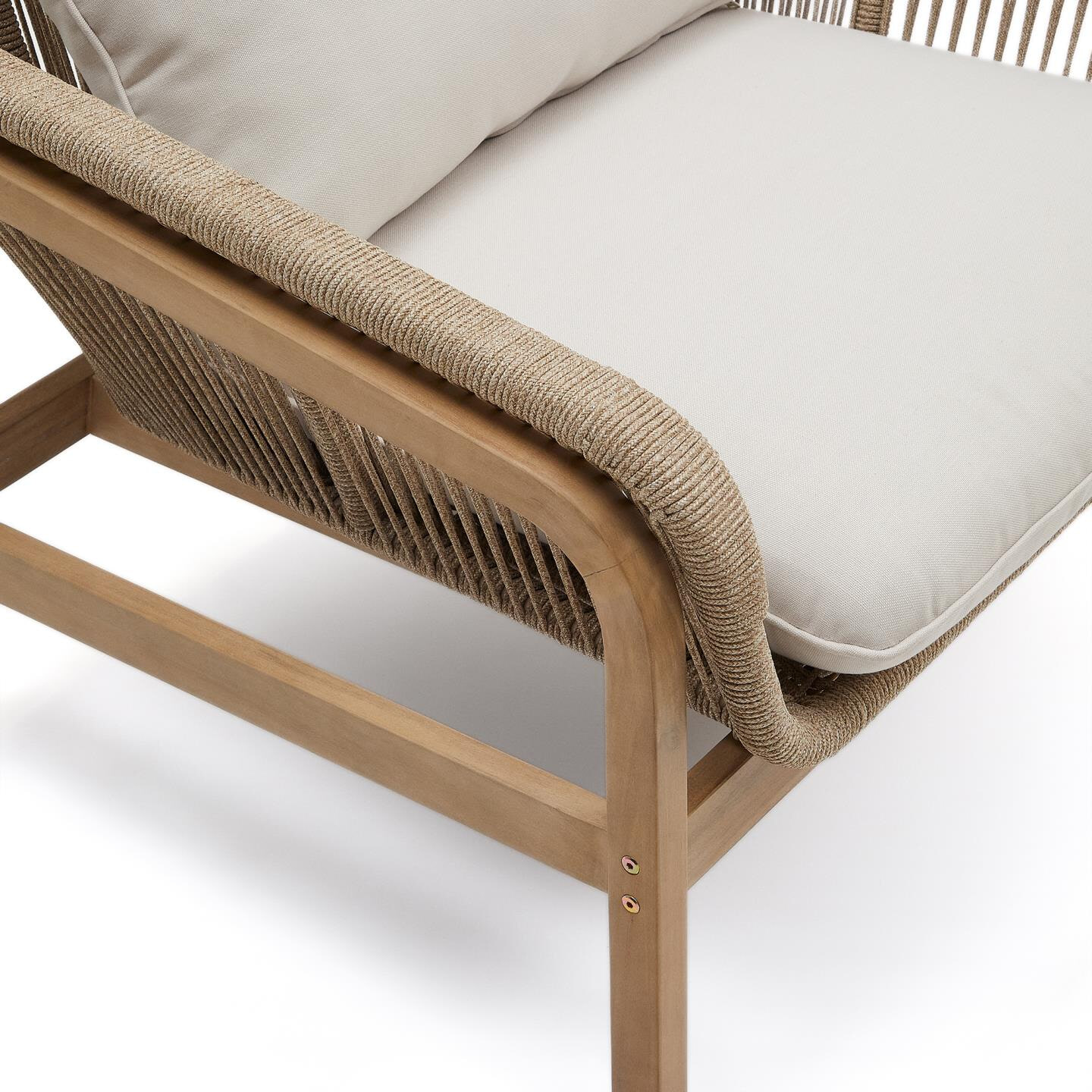Kave Home Loungeset 'Vellana' Acaciahout, Met 3-zits bank, 2 fauteuils en salontafel