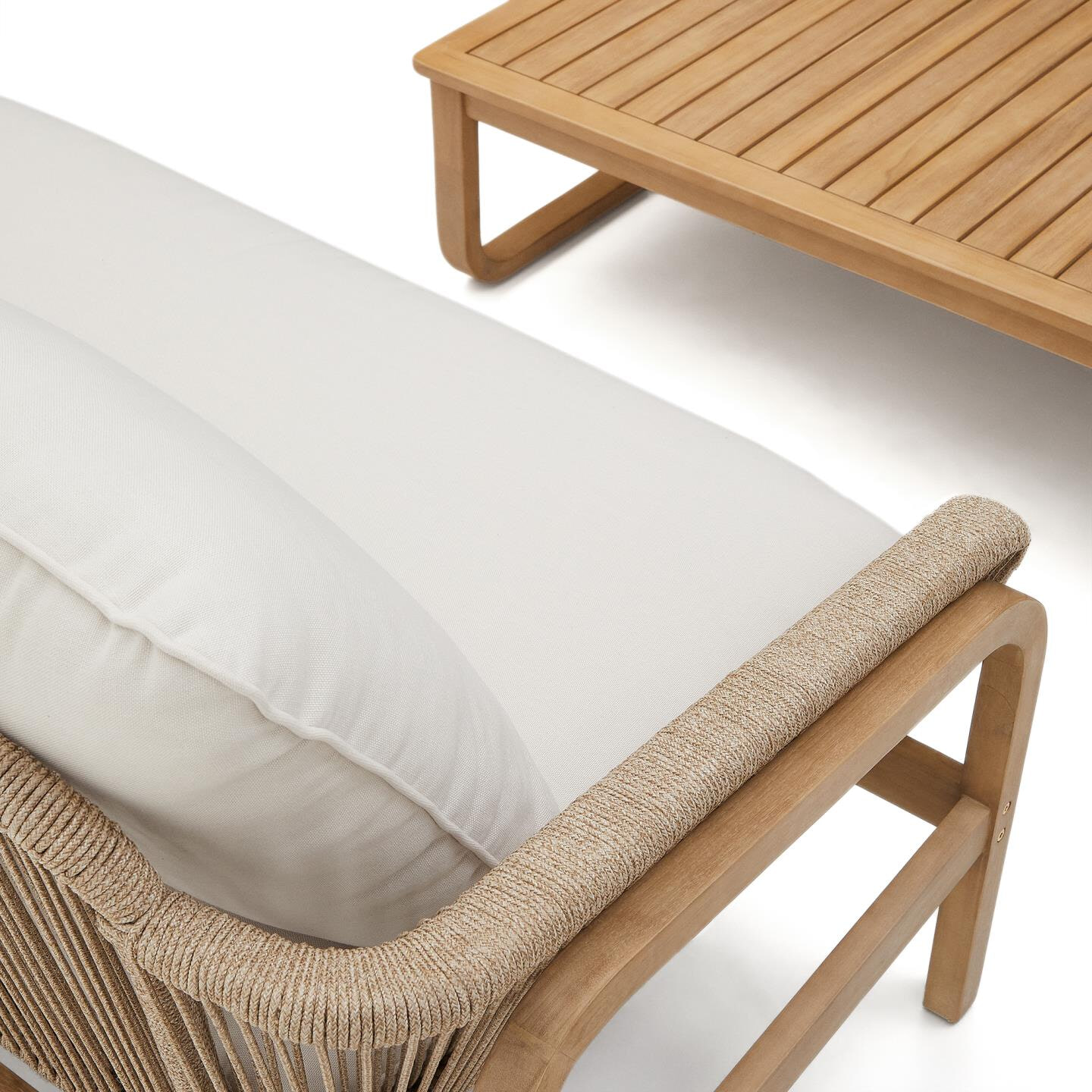 Kave Home Loungeset 'Vellana' Acaciahout, Met 3-zits bank, 2 fauteuils en salontafel