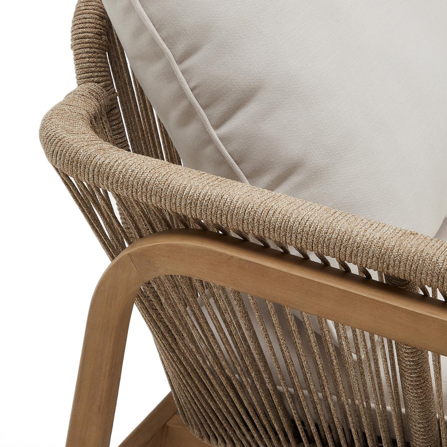 Kave Home Loungeset 'Vellana' Acaciahout, Met 3-zits bank, 2 fauteuils en salontafel