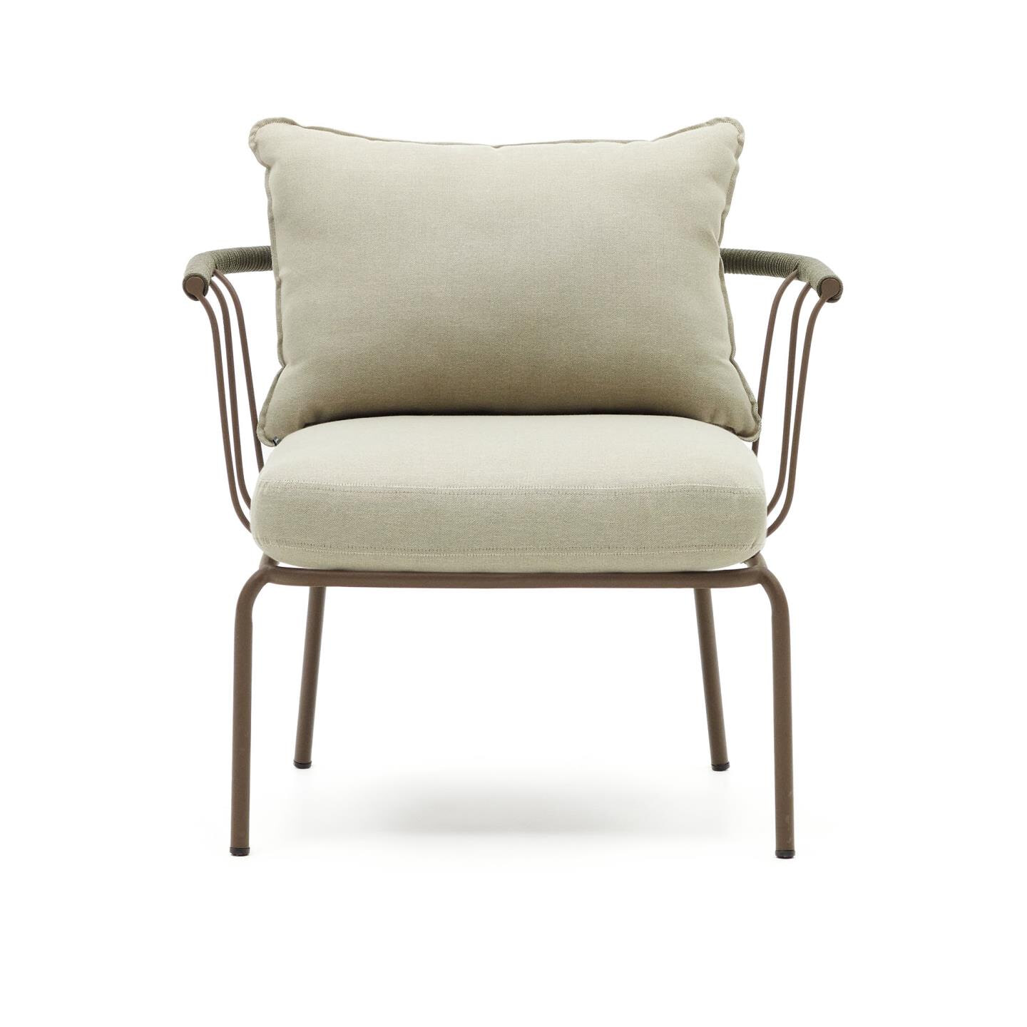 Kave Home Outdoor Fauteuil 'Salguer' Gevlochten touw en staal, kleur Beige