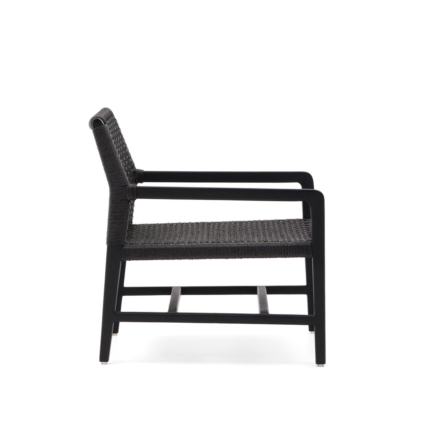 Kave Home Fauteuil 'Sabolla' Teakhout en wicker, kleur Zwart