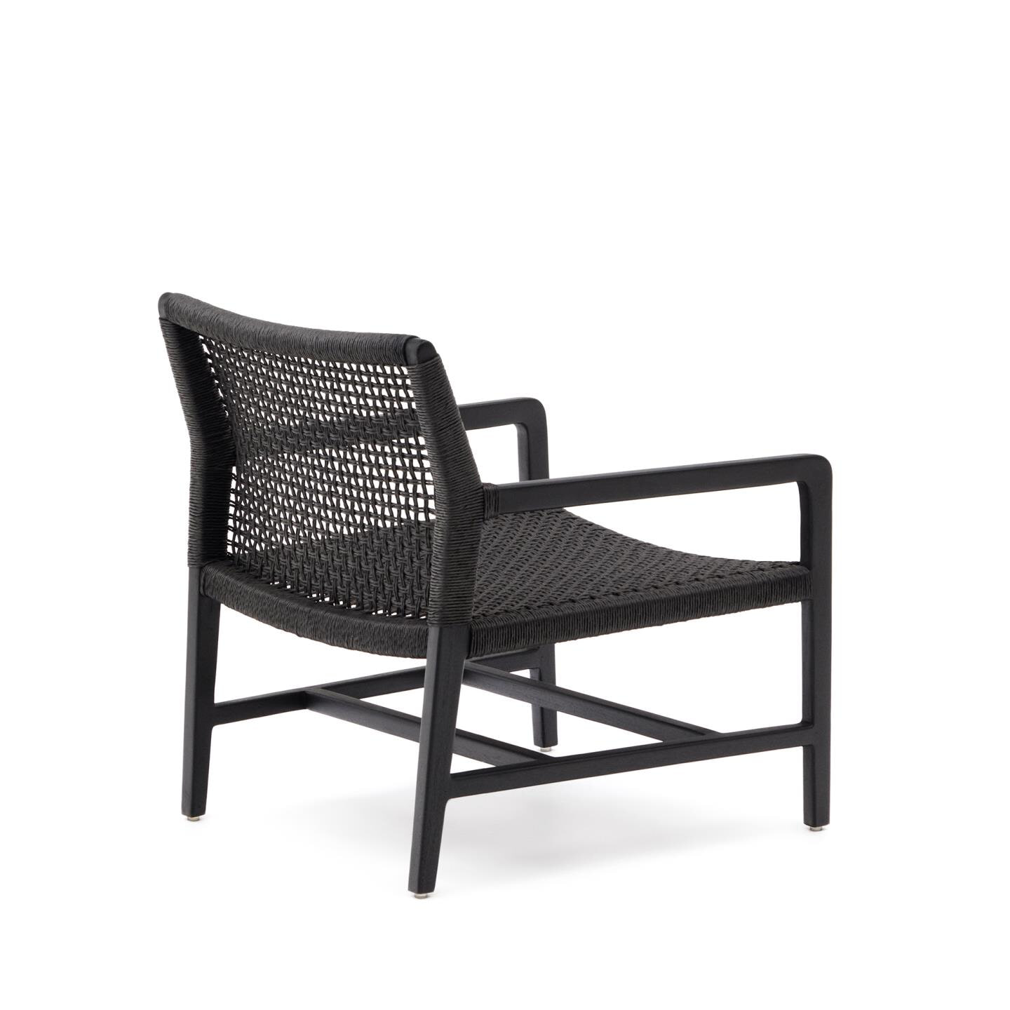 Kave Home Fauteuil 'Sabolla' Teakhout en wicker, kleur Zwart