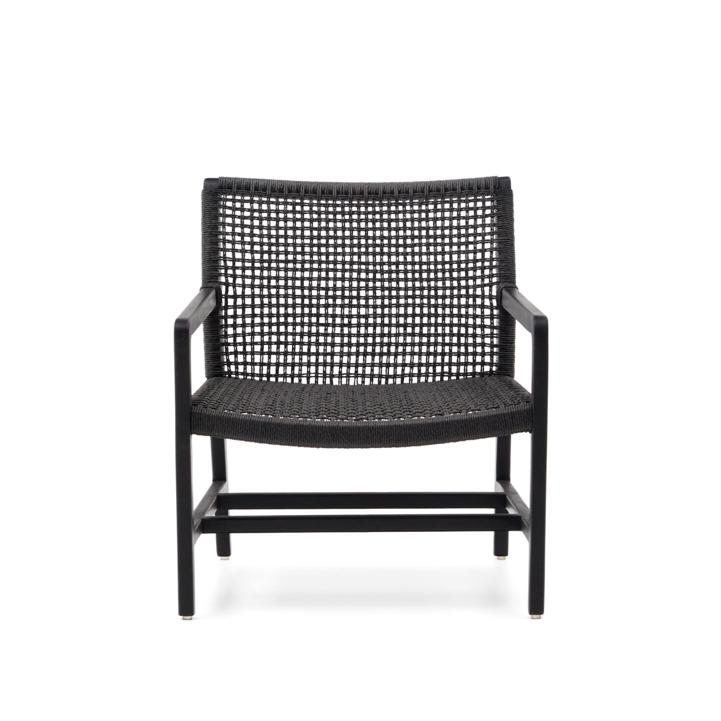 Kave Home Fauteuil 'Sabolla' Teakhout en wicker, kleur Zwart