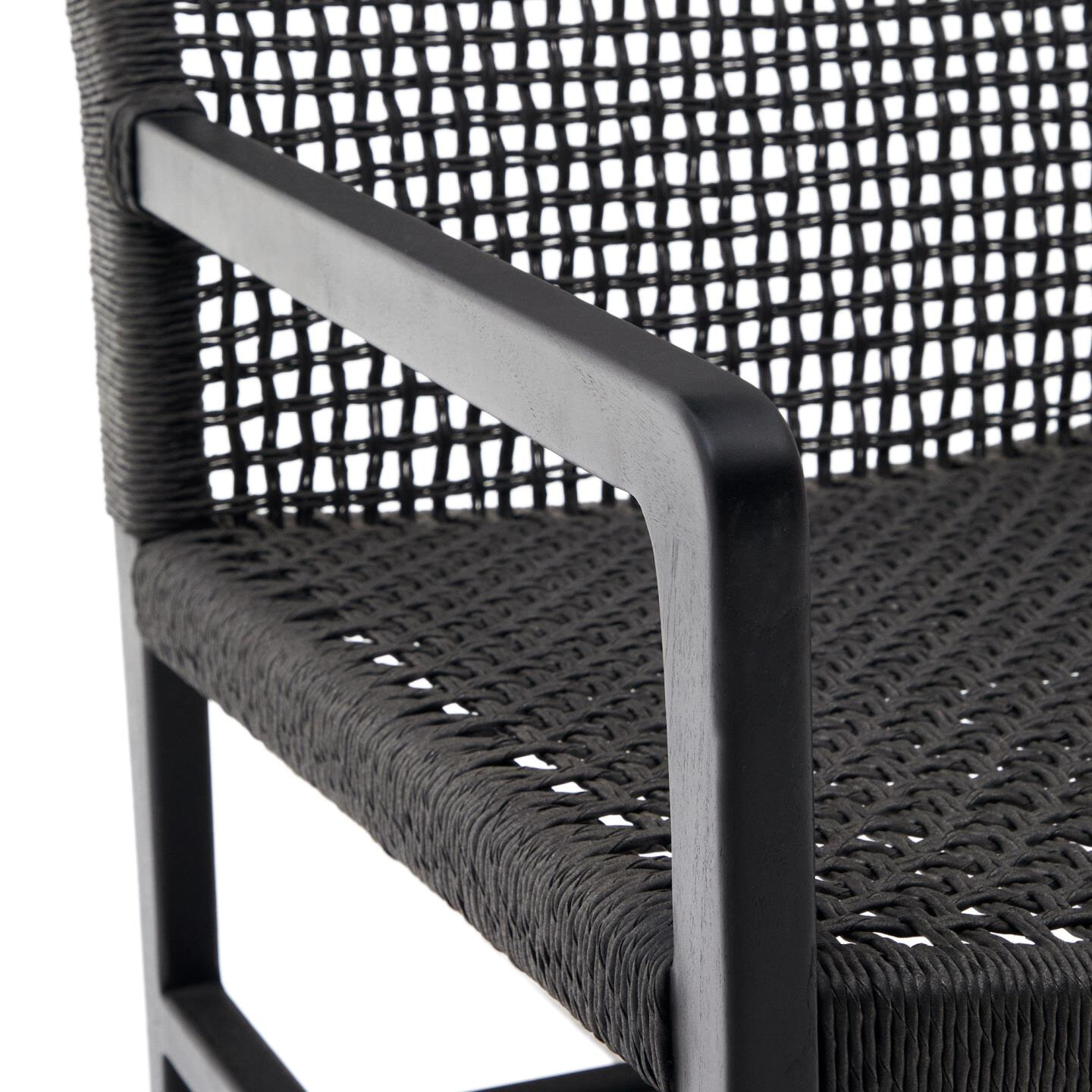 Kave Home Fauteuil 'Sabolla' Teakhout en wicker, kleur Zwart