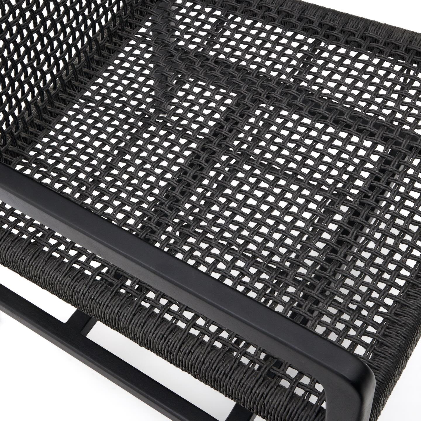 Kave Home Fauteuil 'Sabolla' Teakhout en wicker, kleur Zwart