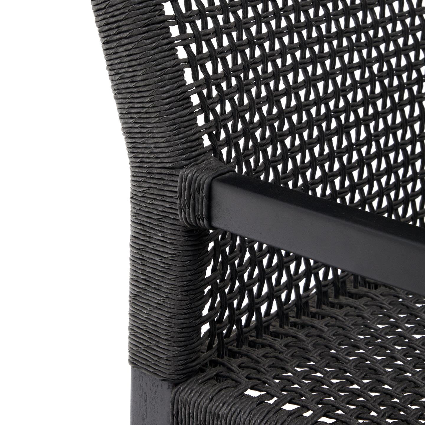 Kave Home Fauteuil 'Sabolla' Teakhout en wicker, kleur Zwart