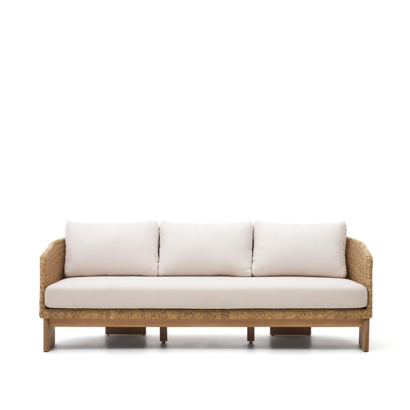 Kave Home 3-zits Loungebank 'Xoriguer' Rattan en eucalyptushout