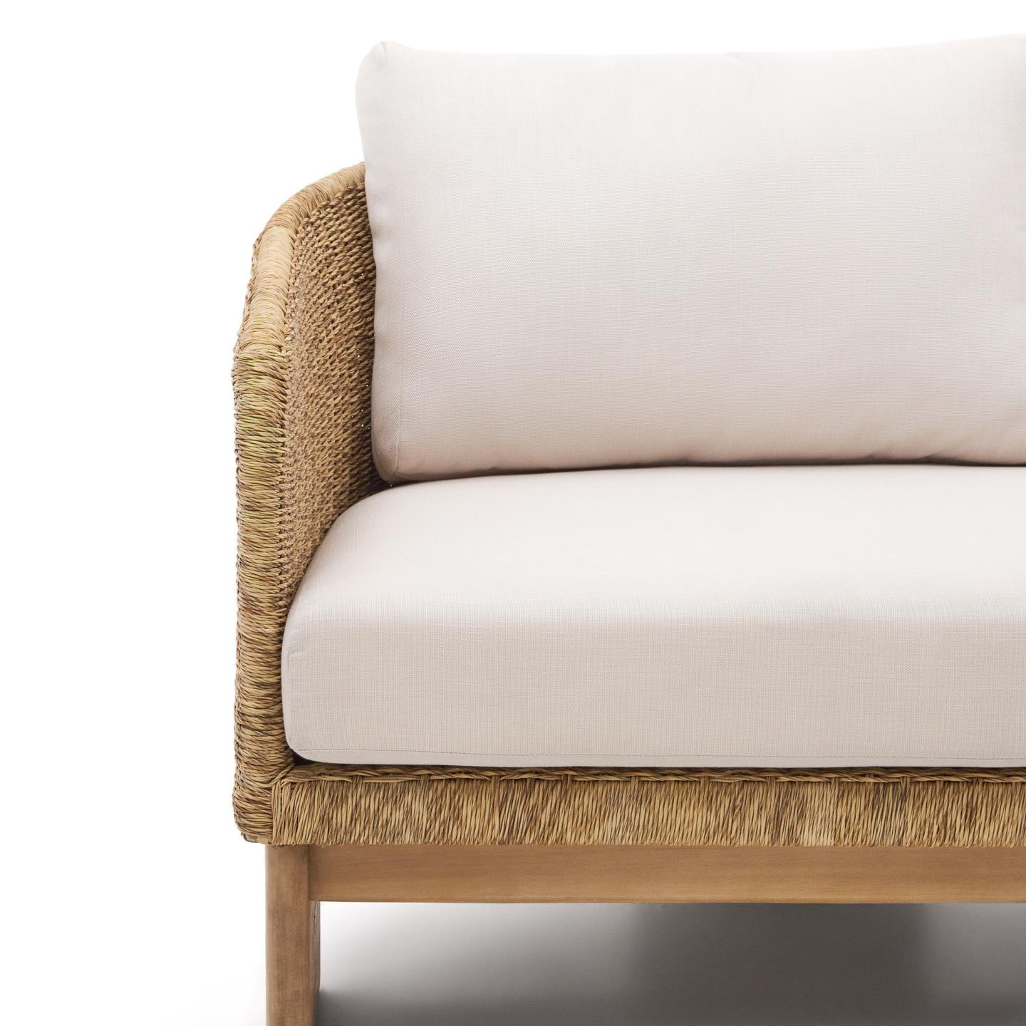 Kave Home 3-zits Loungebank 'Xoriguer' Rattan en eucalyptushout