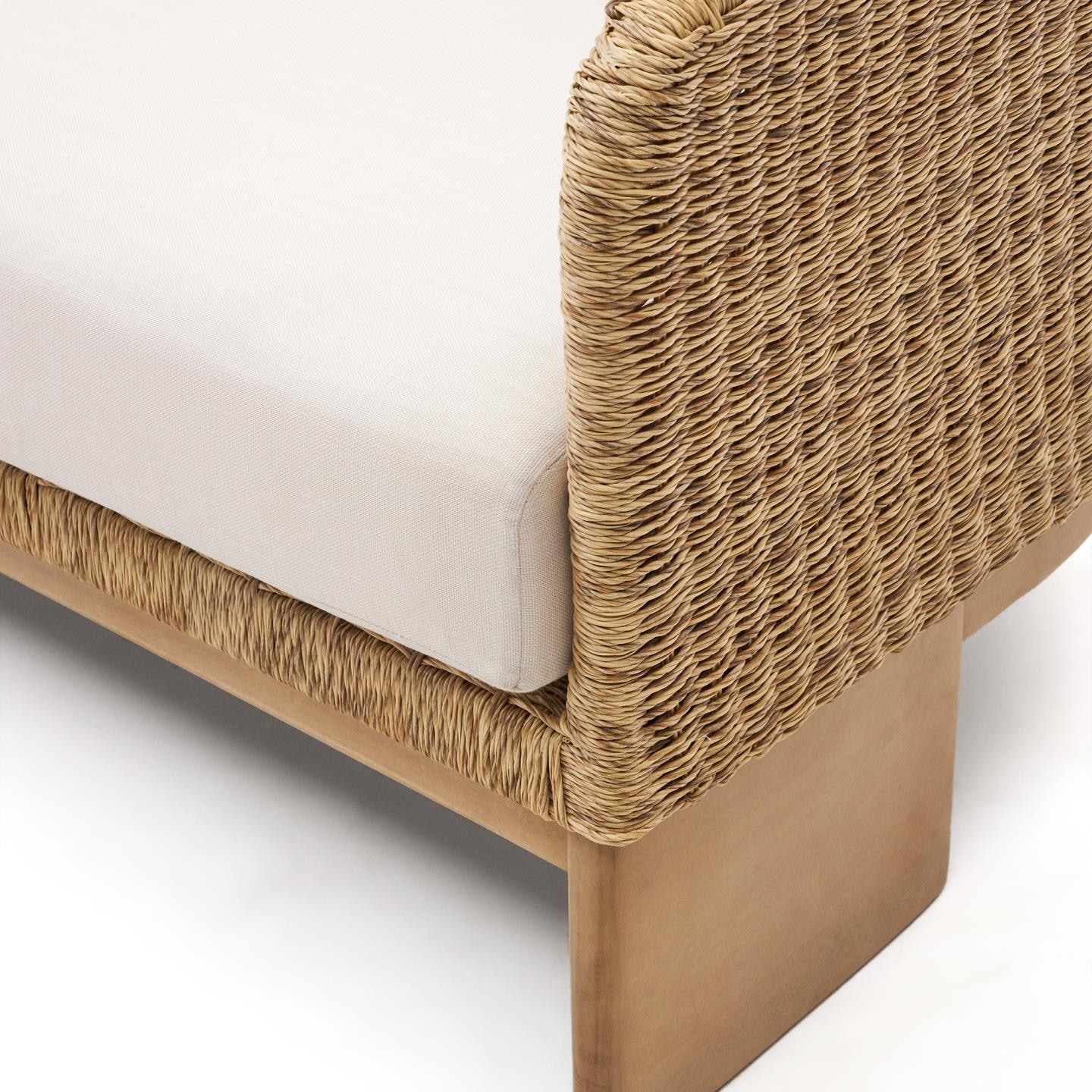 Kave Home 3-zits Loungebank 'Xoriguer' Rattan en eucalyptushout