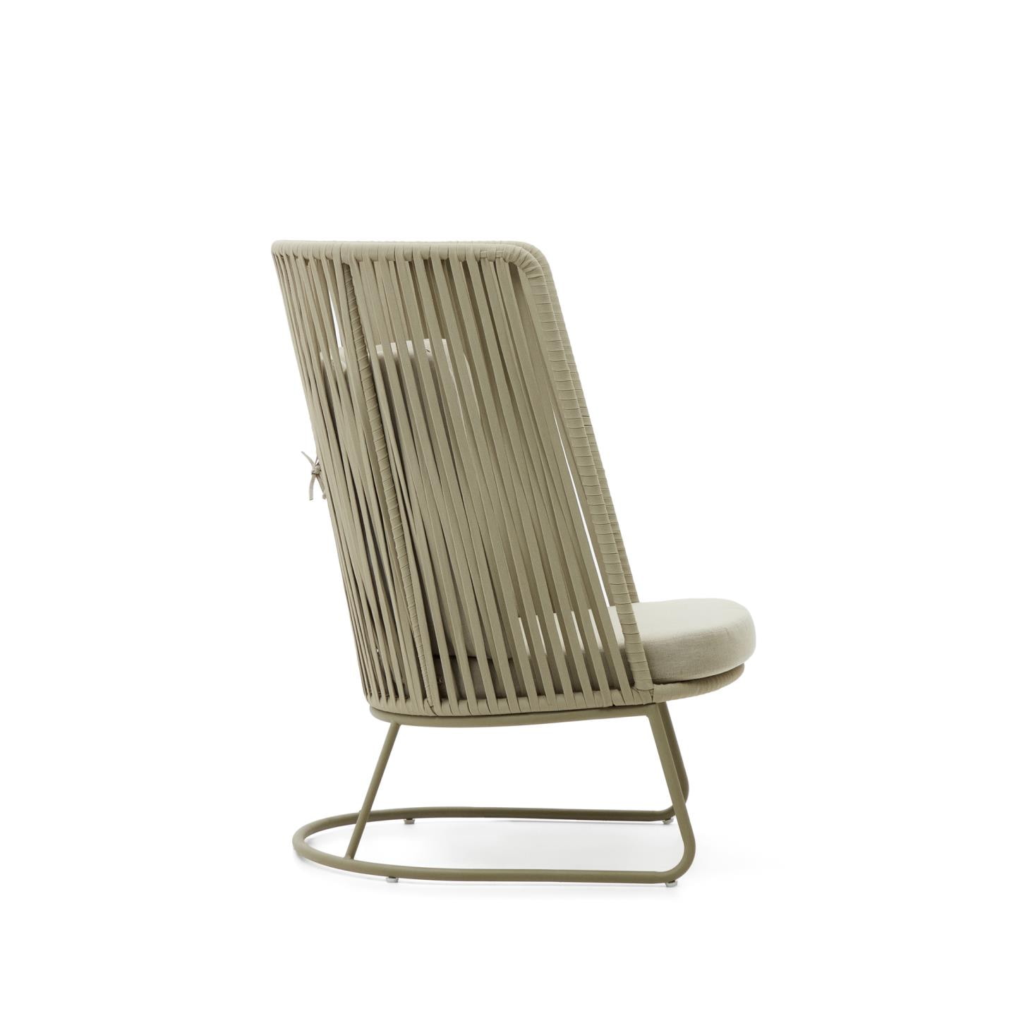 Kave Home Outdoor Fauteuil 'Saconca' Met hoge rug, Gevlochten touw, kleur Groen