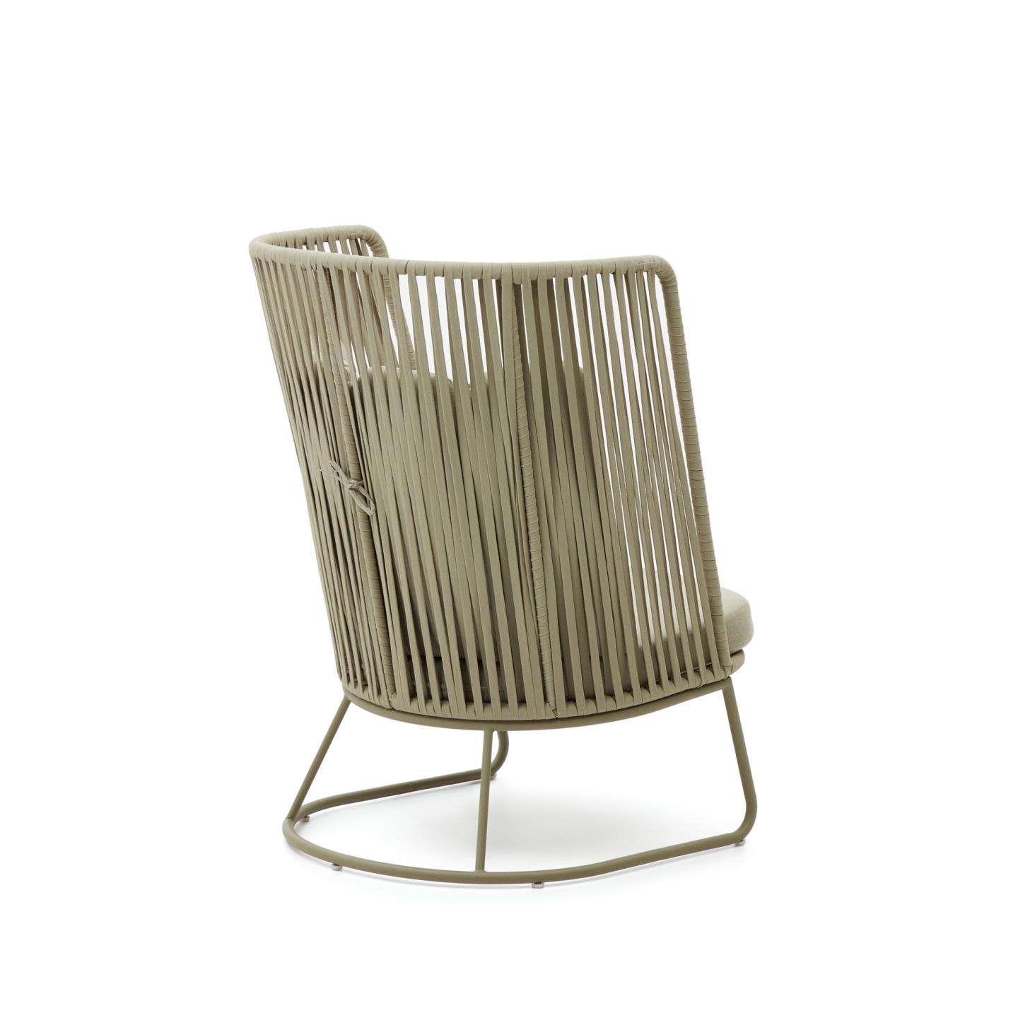 Kave Home Outdoor Fauteuil 'Saconca' Met hoge rug, Gevlochten touw, kleur Groen