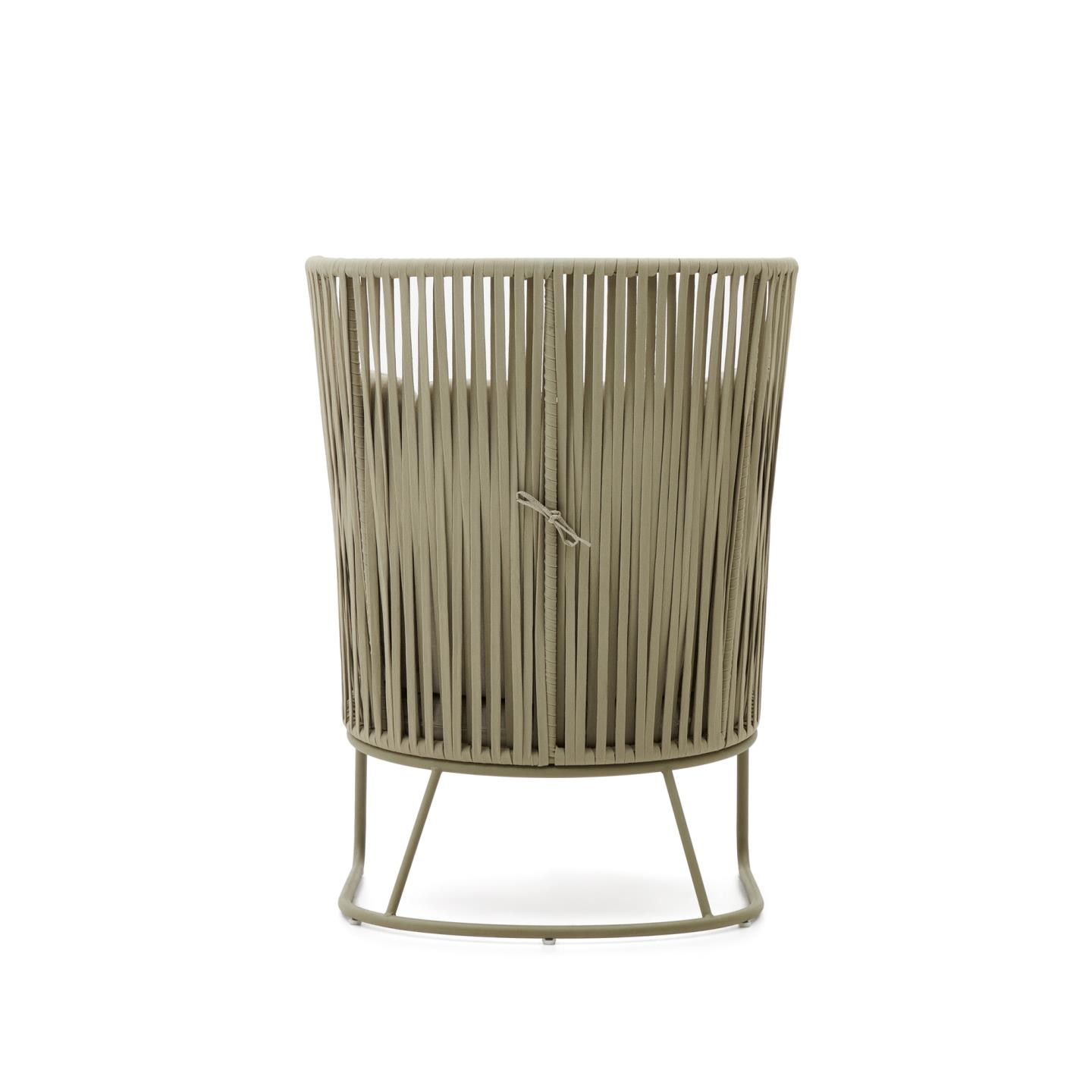 Kave Home Outdoor Fauteuil 'Saconca' Met hoge rug, Gevlochten touw, kleur Groen